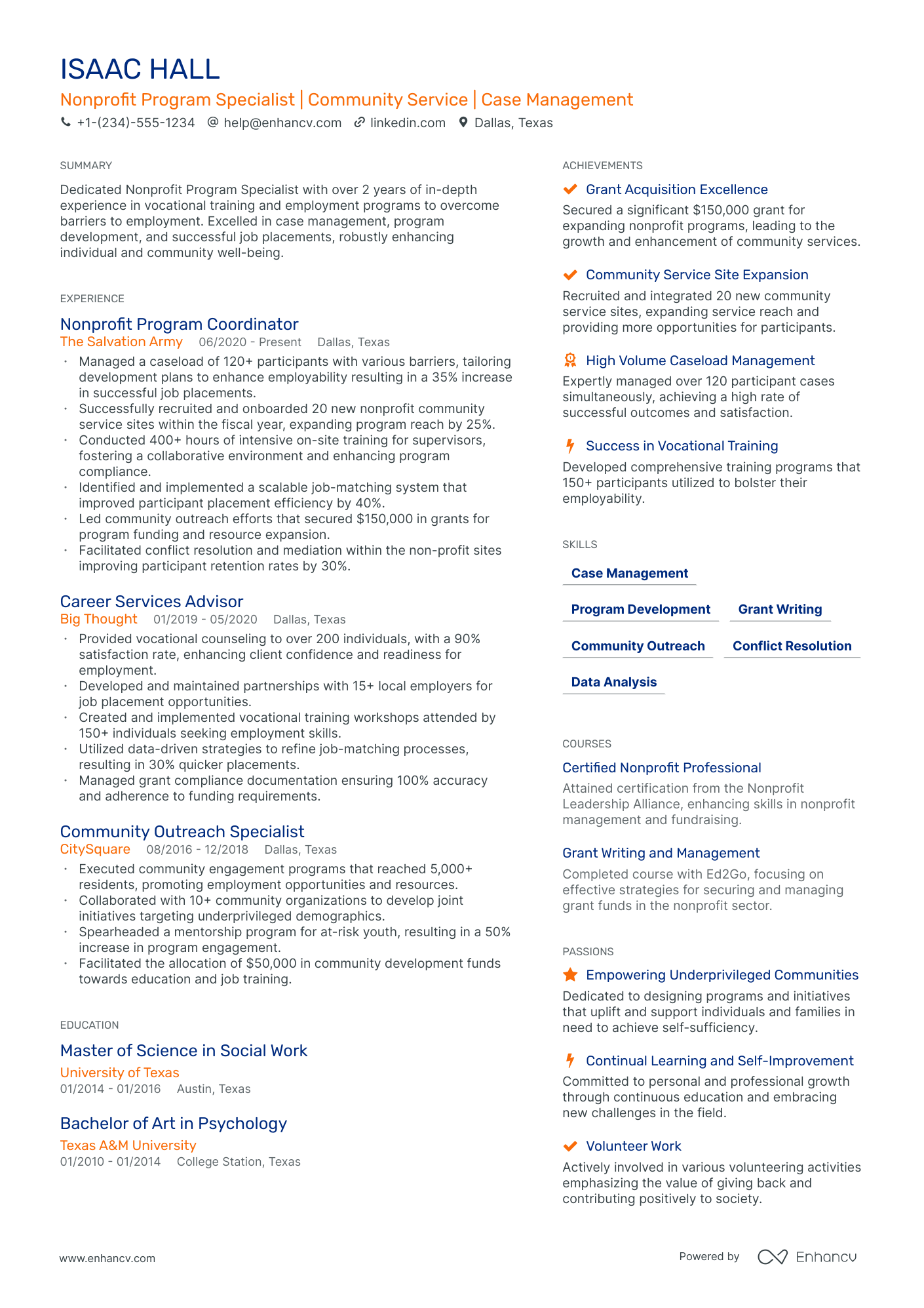 resume examples for non profit jobs