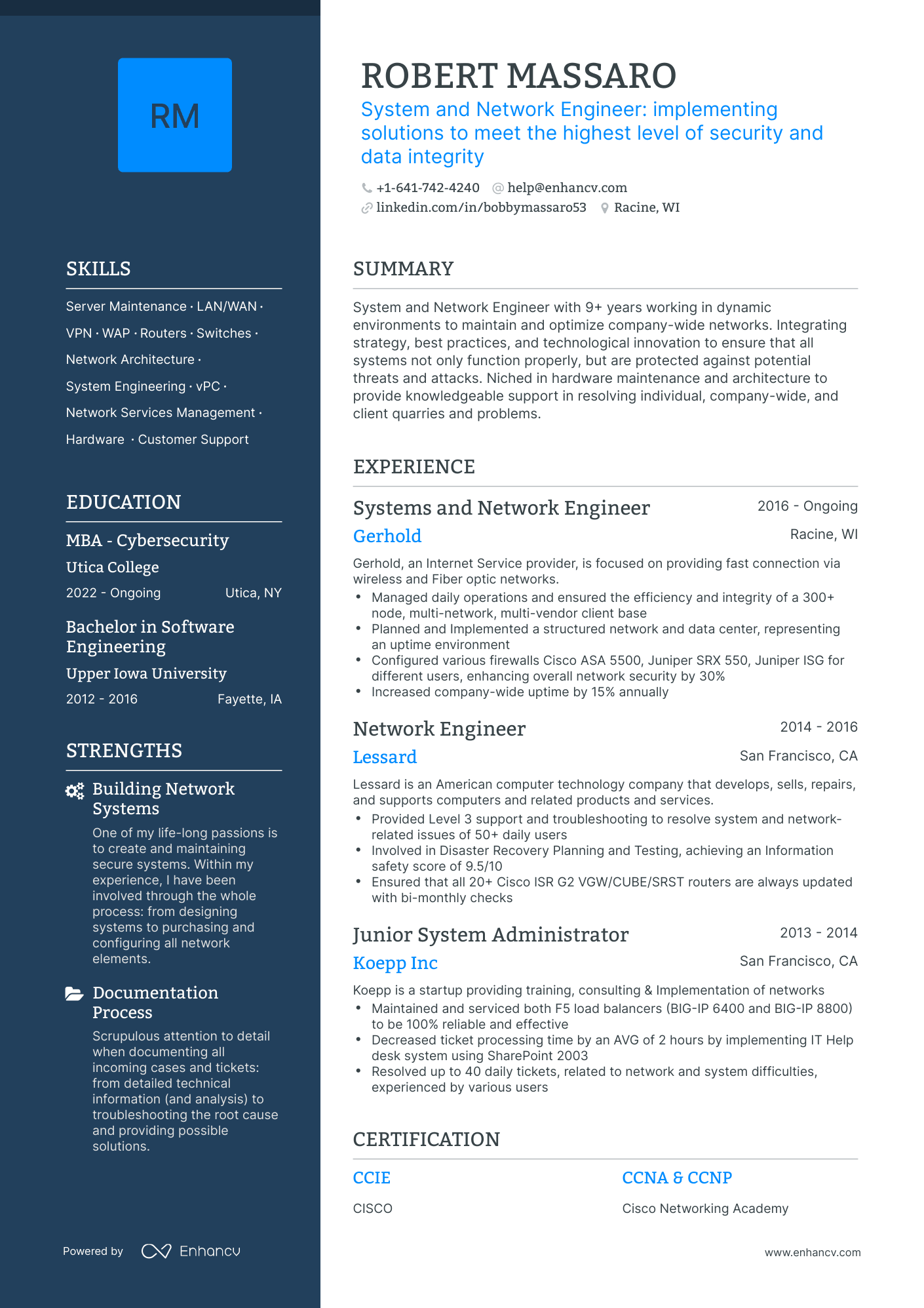 Polished System And Network Engineer Resume Template