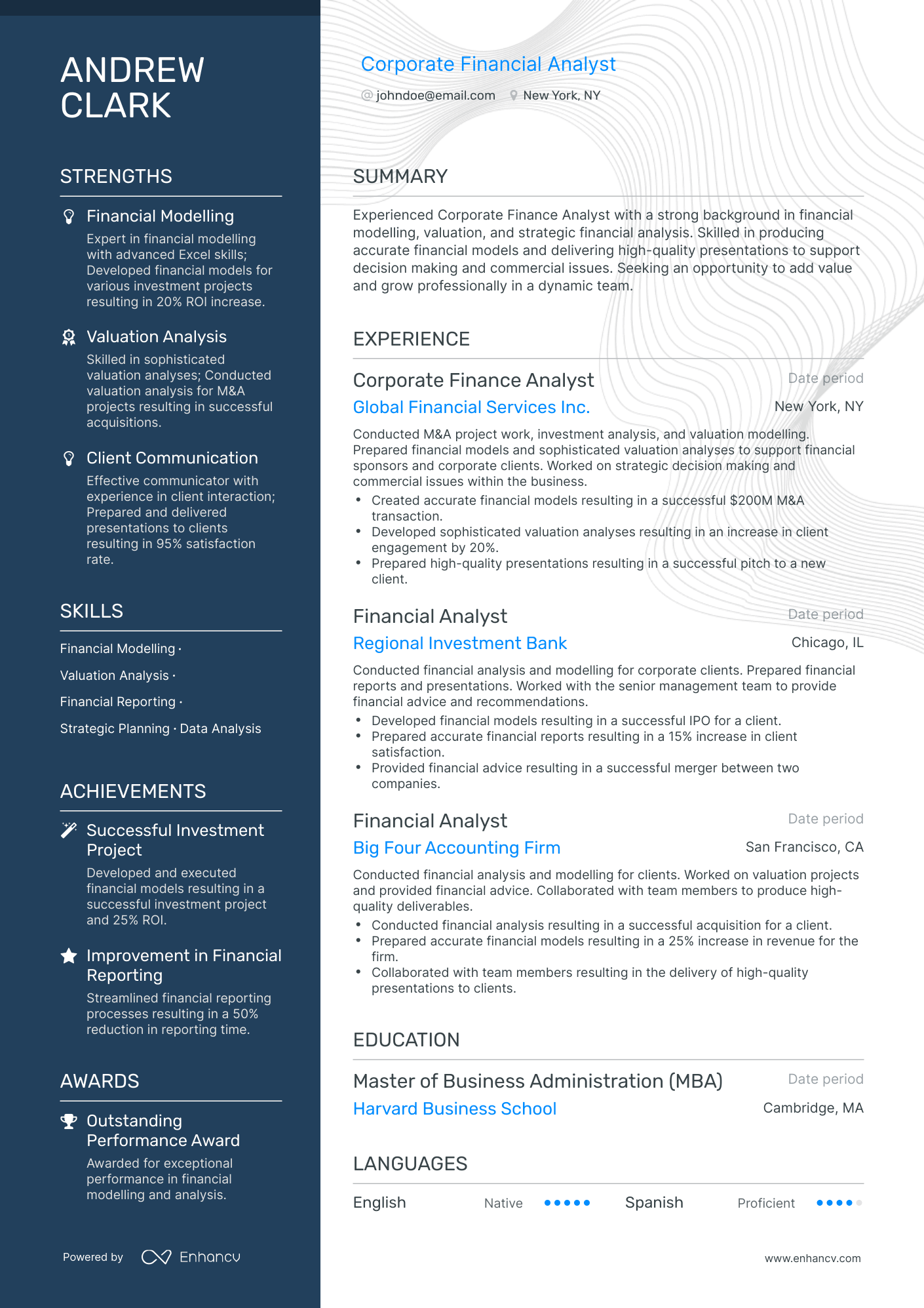 Polished Corporate Financial Analyst Resume Template