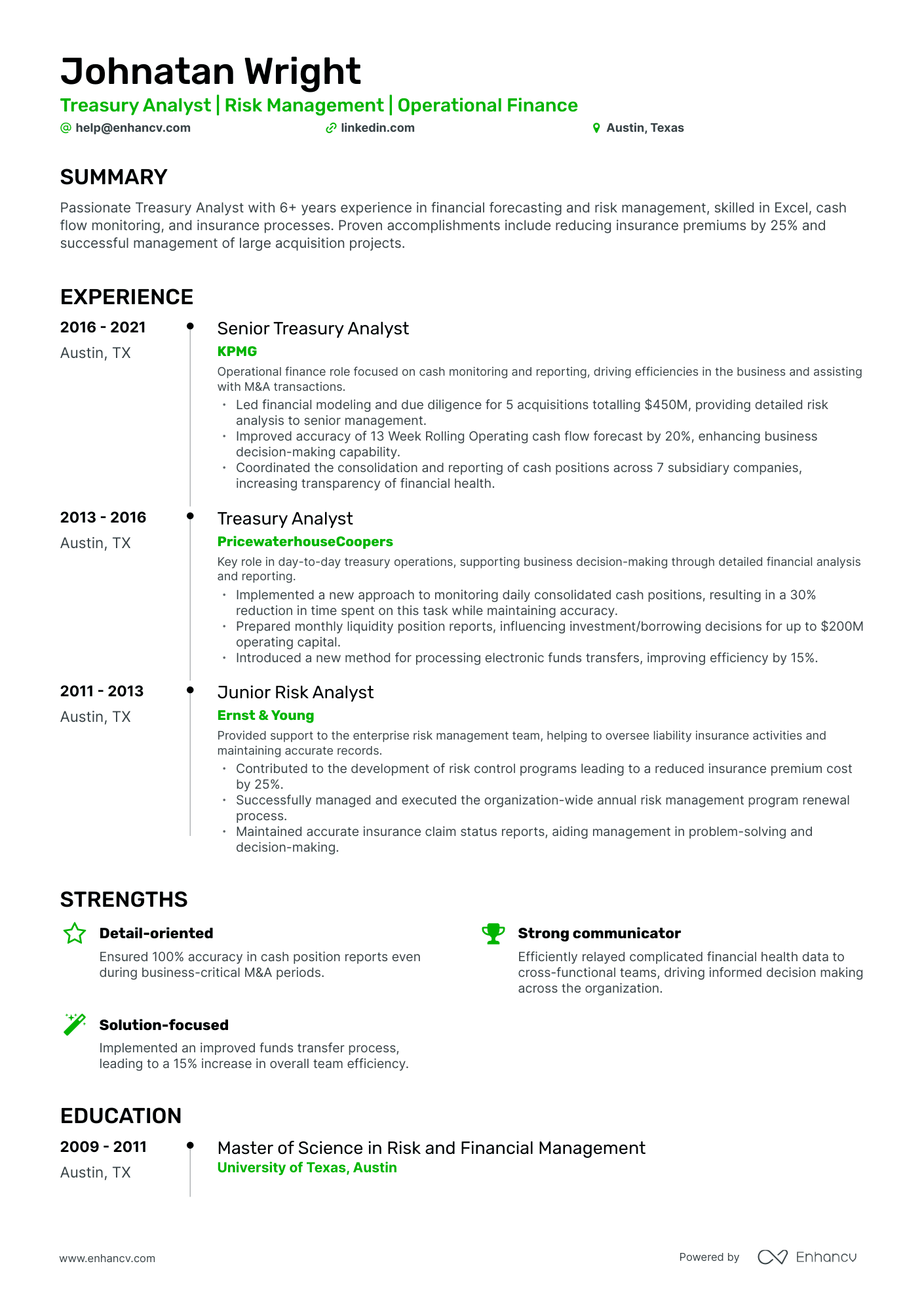 5 Treasury Analyst Resume Examples & Guide for 2024