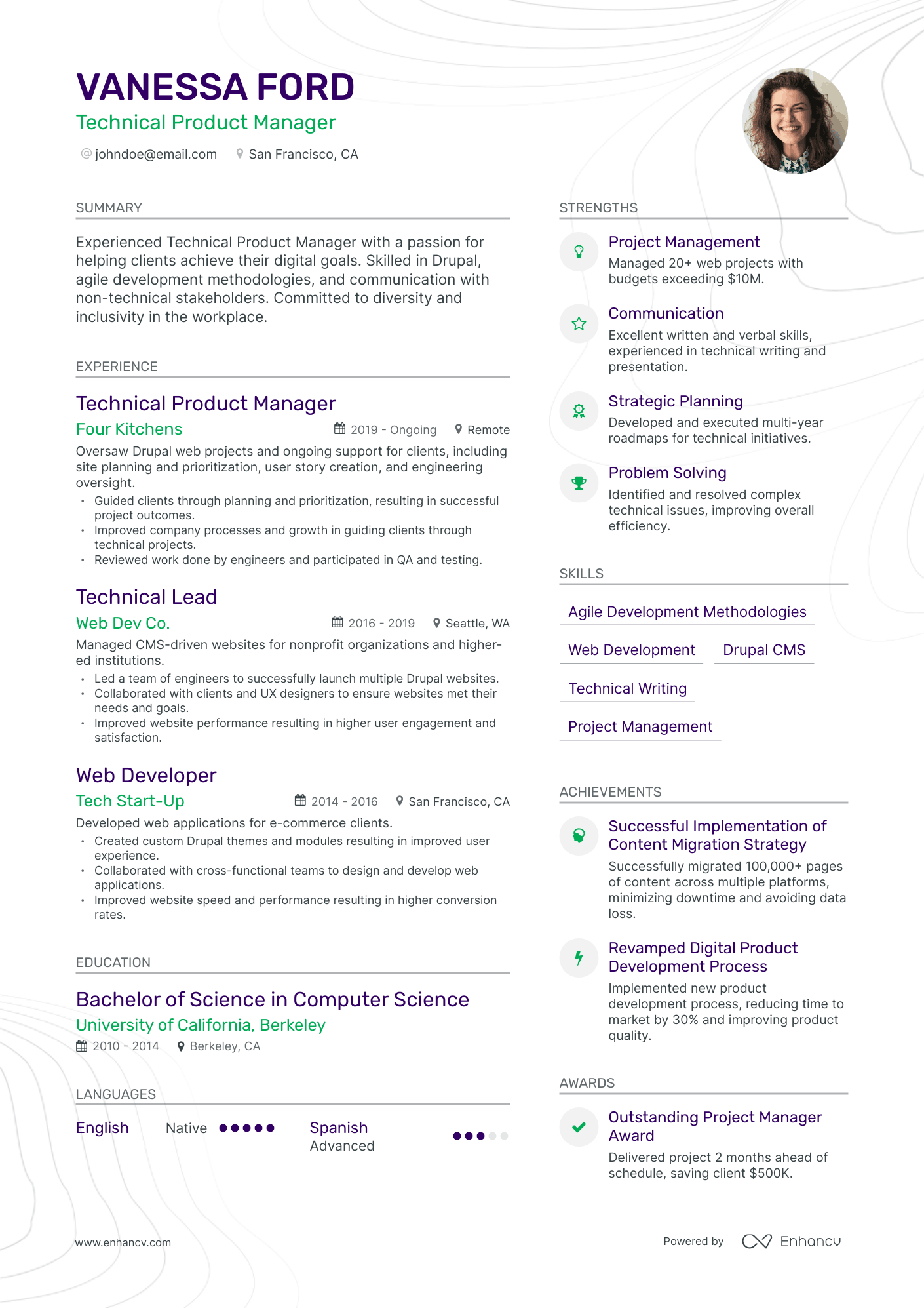Modern Technical Product Manager Resume Template