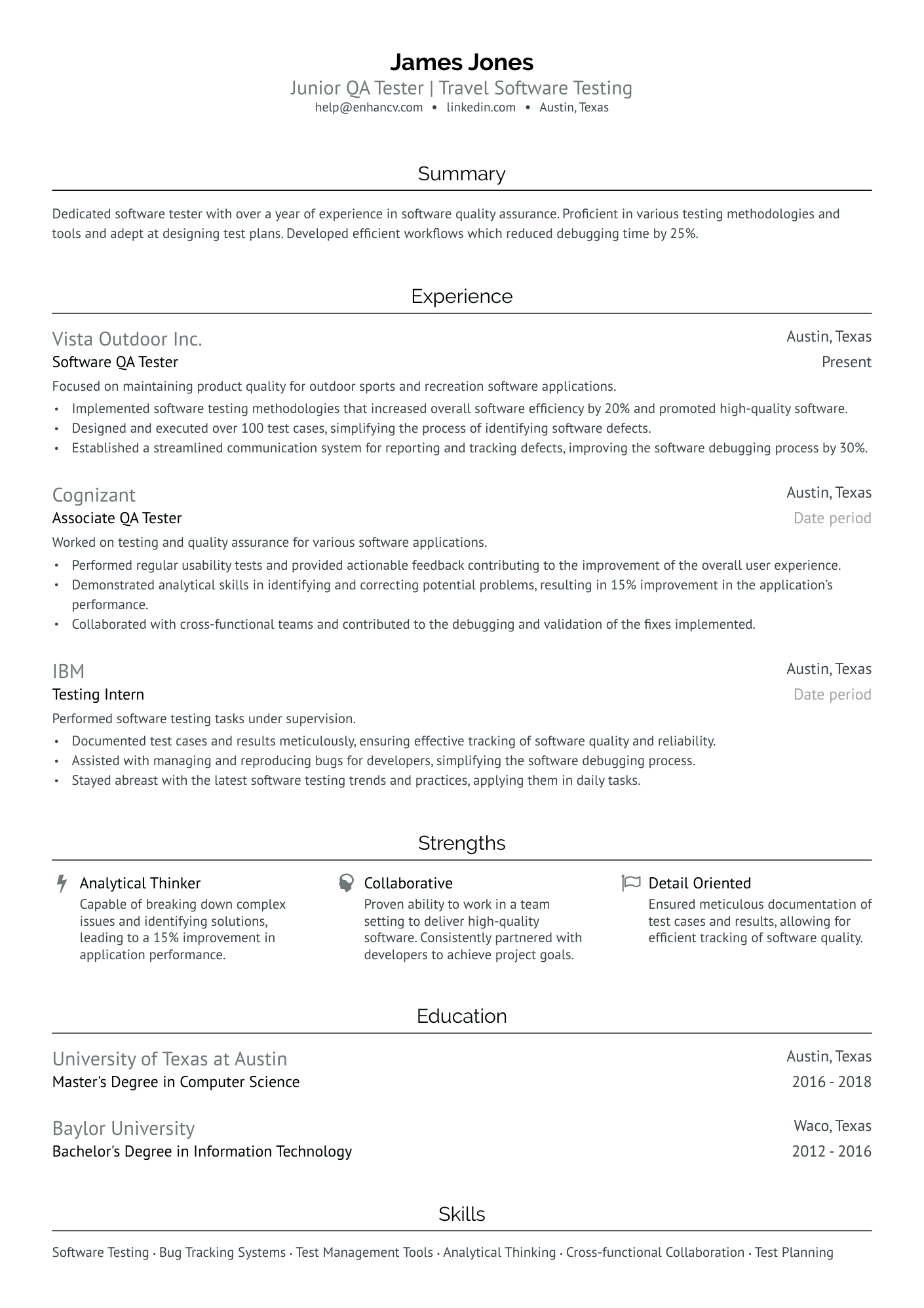 entry level qa tester resume no experience