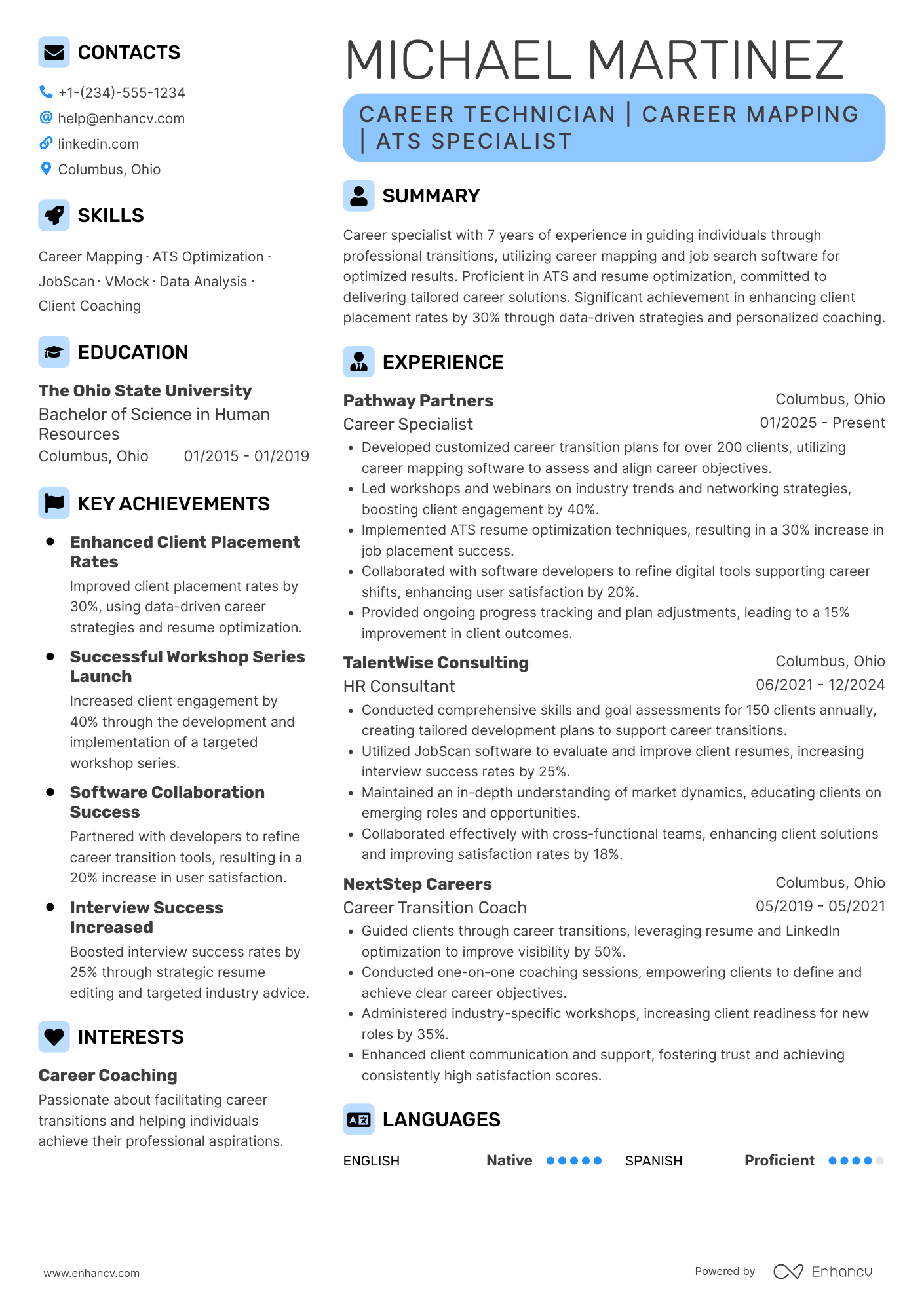 A resume example of a Career Change Technician
