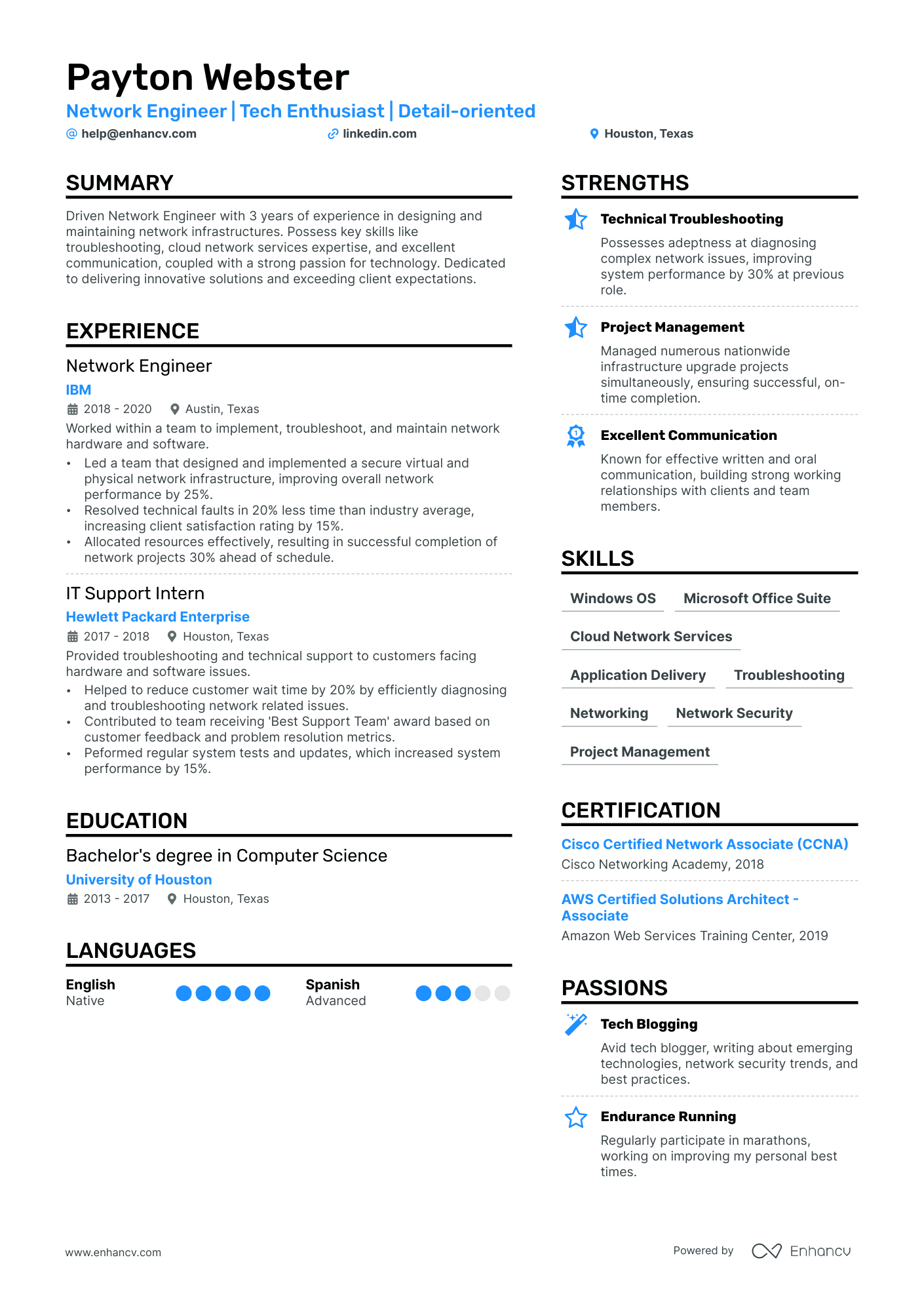 best resume format for network security engineer