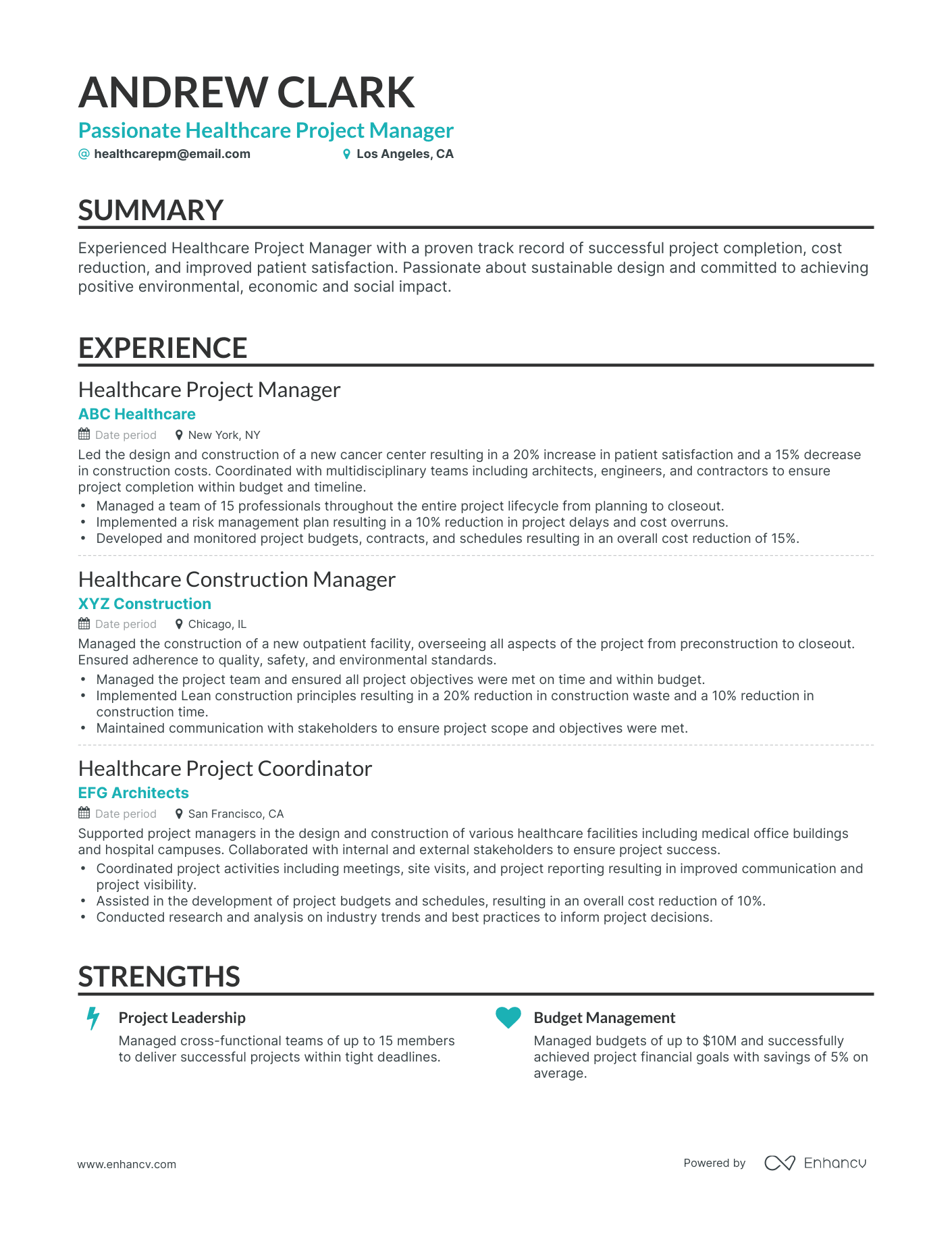 Classic Healthcare Project Manager Resume Template