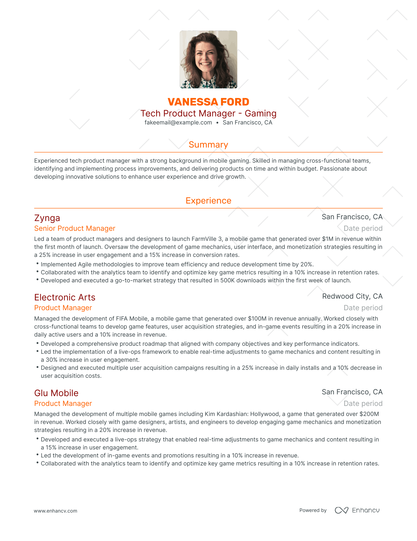 Traditional Tech Product Manager Resume Template