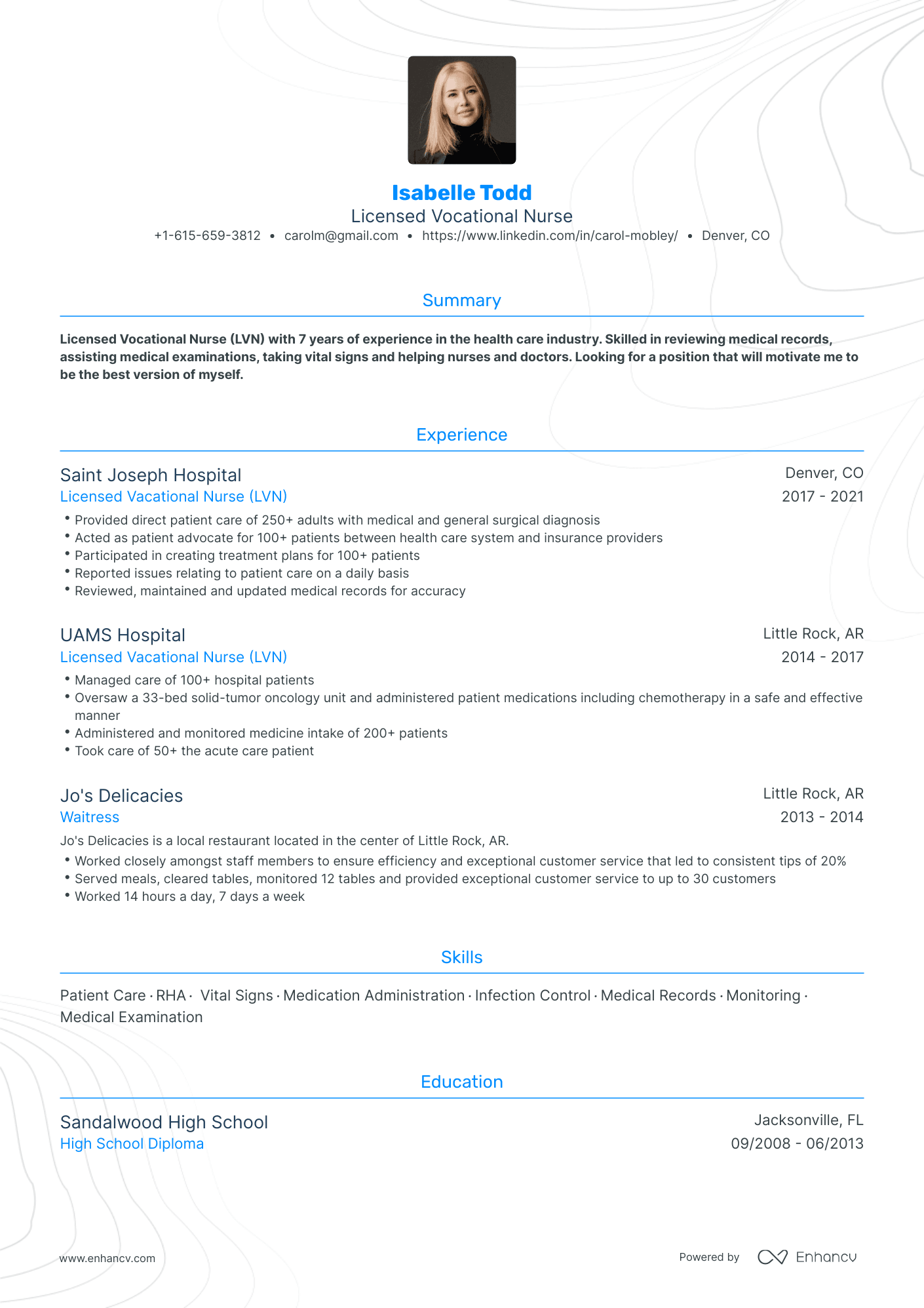Traditional LVN Resume Template