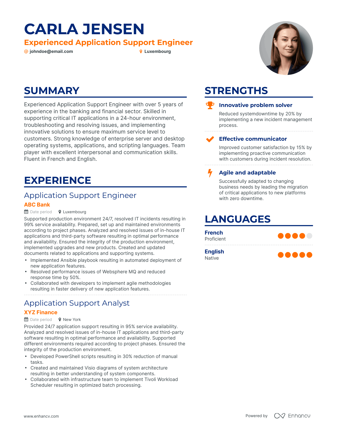 Simple Application Support Resume Template