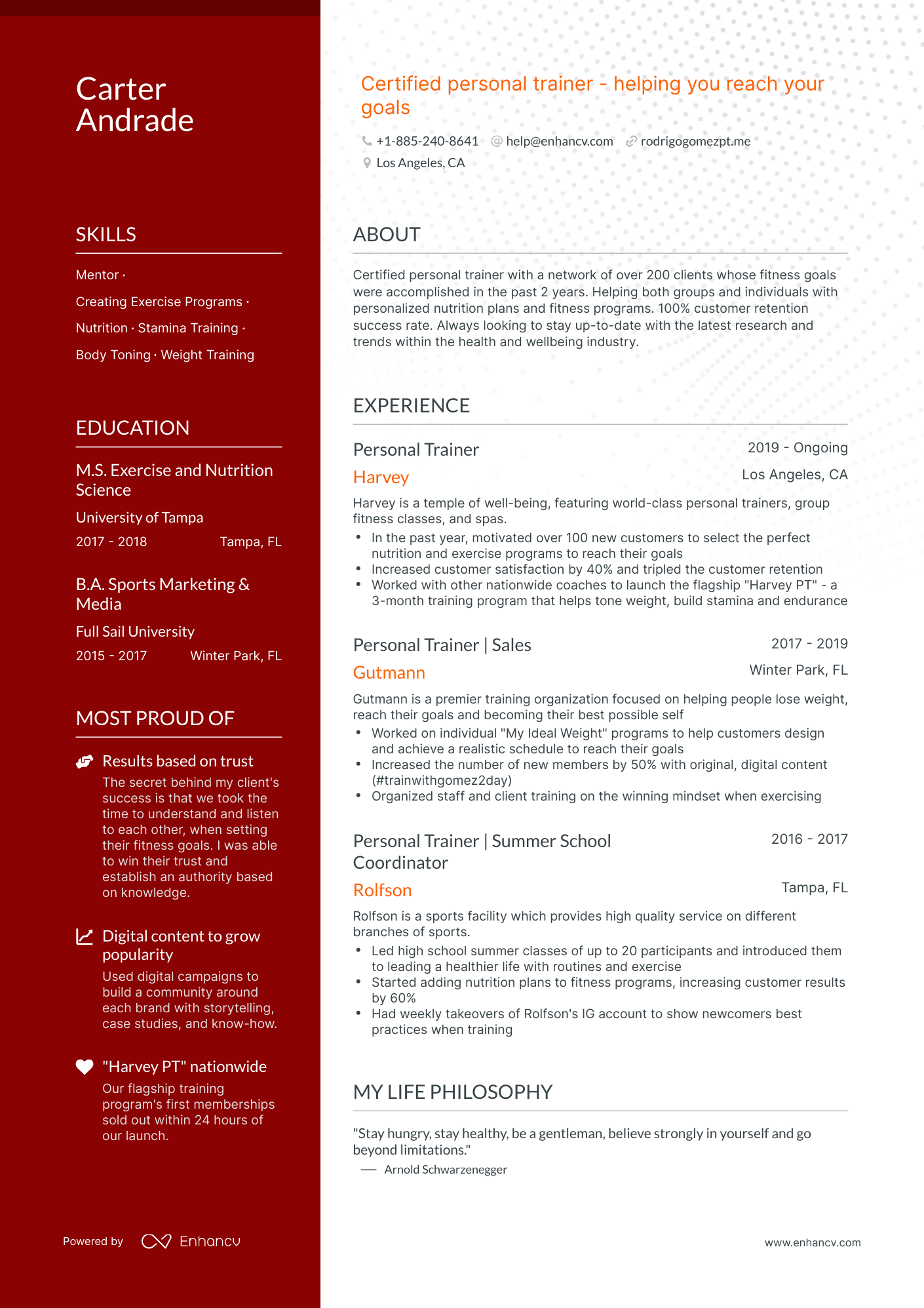 Polished Personal Trainer Resume Template