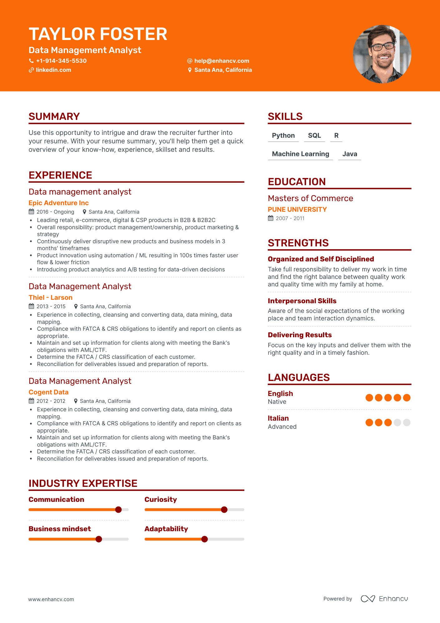 Data Management Analyst Resume Examples & Guide for 2023 (Layout ...