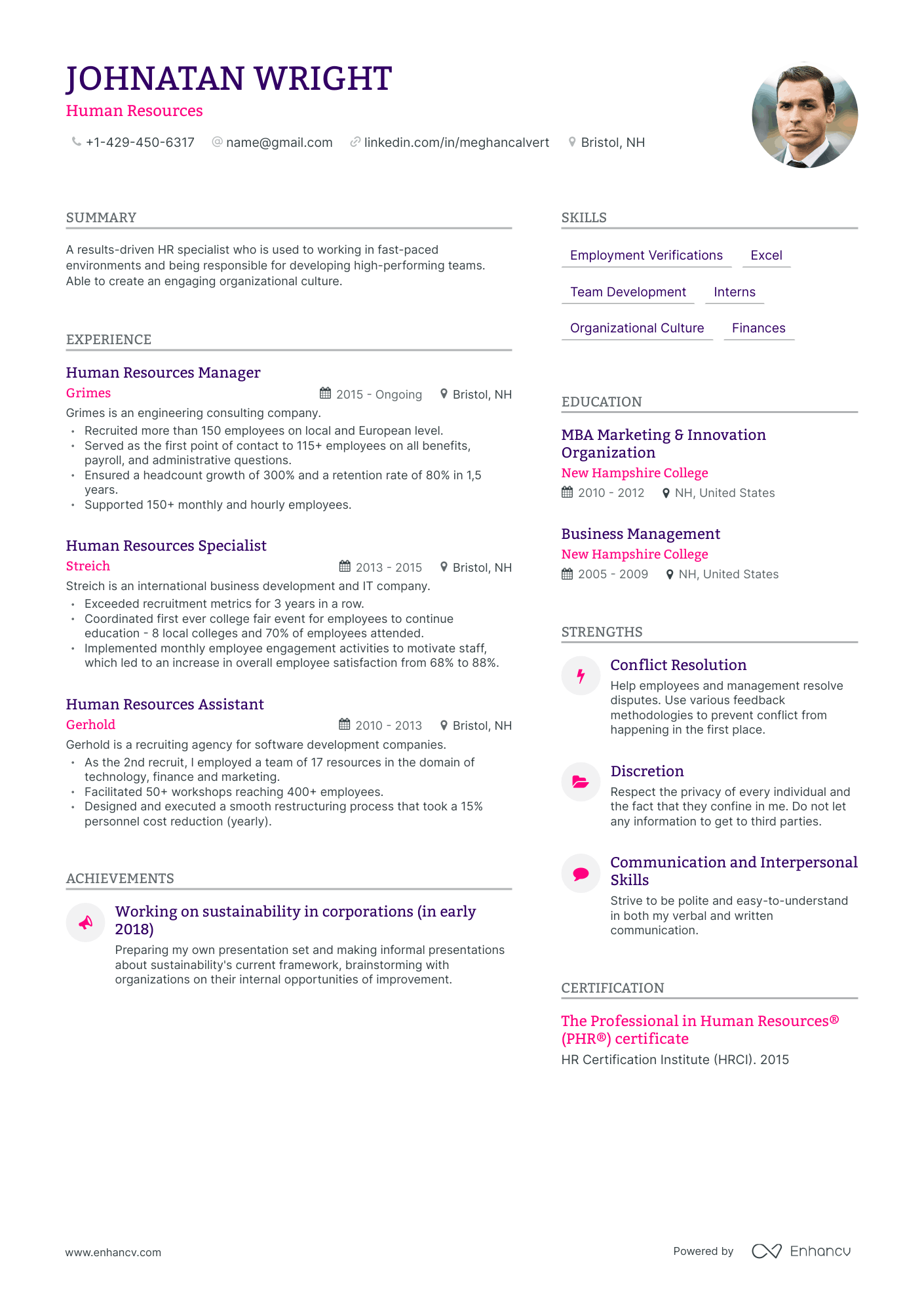 Modern Human Resources Resume Template
