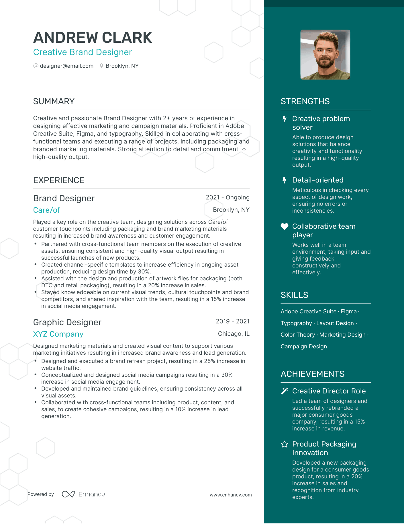 One Page Brand Designer Resume Template