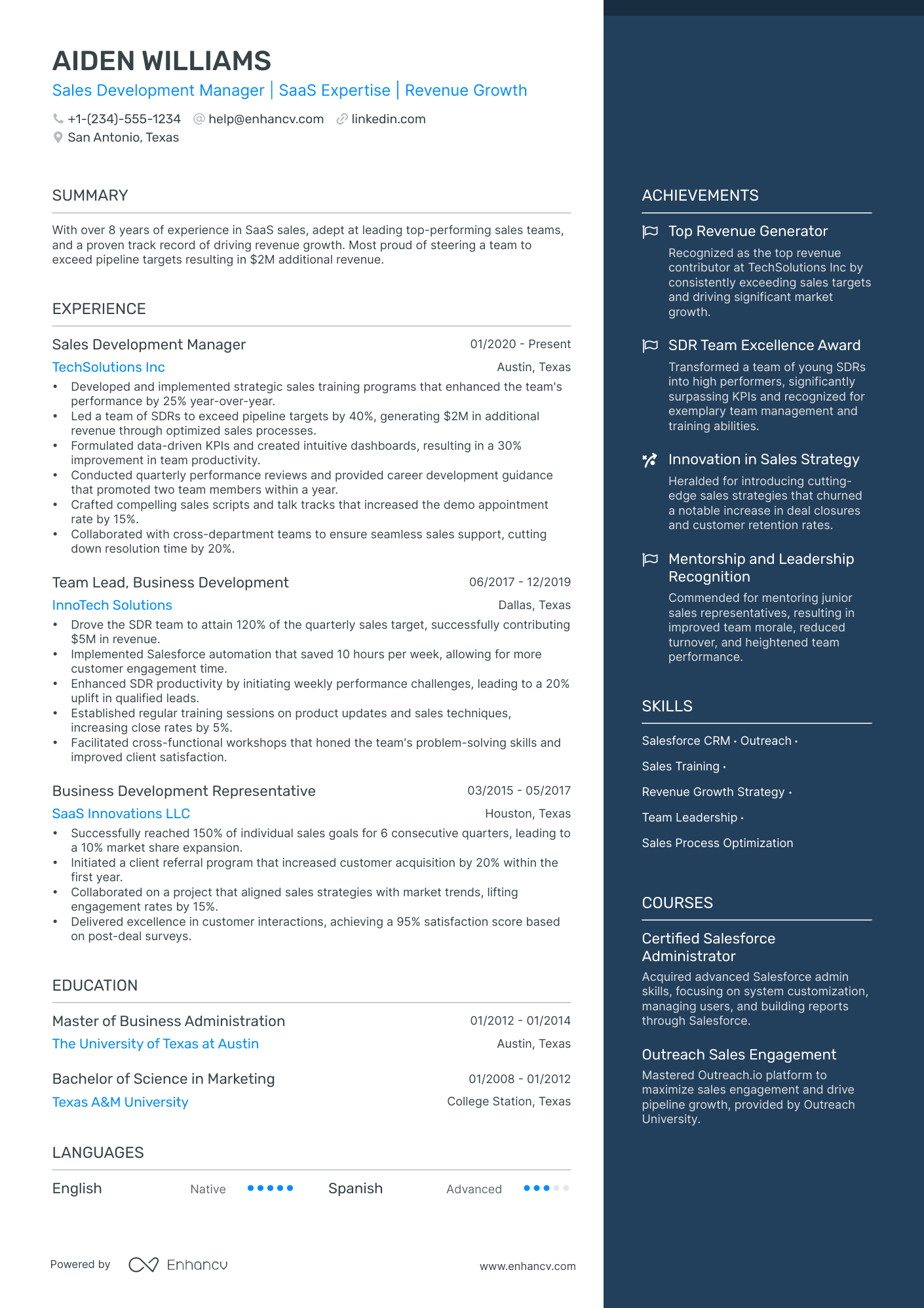 5 Sales Development Manager Resume Examples & Guide for 2024