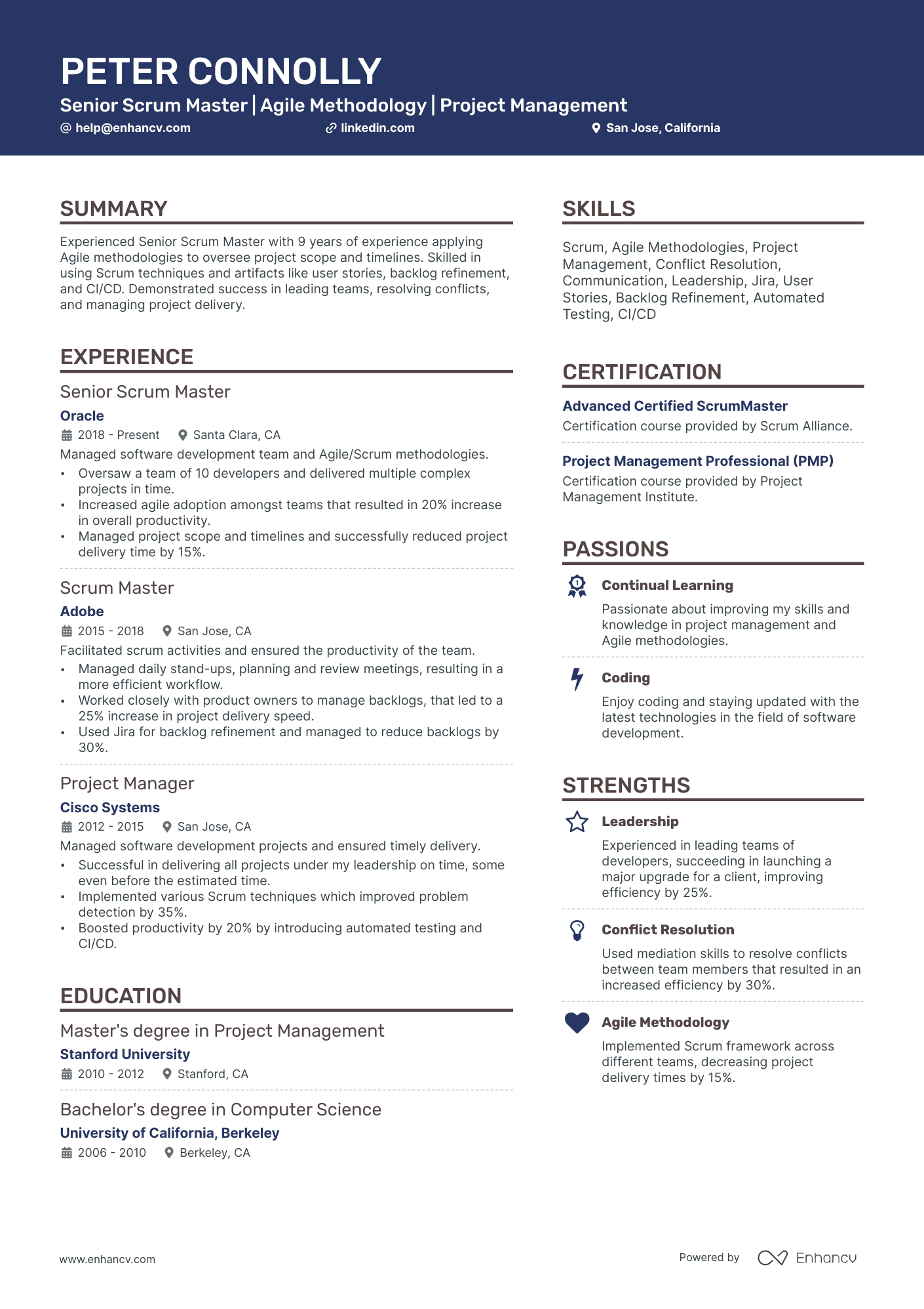 download sample resume for scrum master