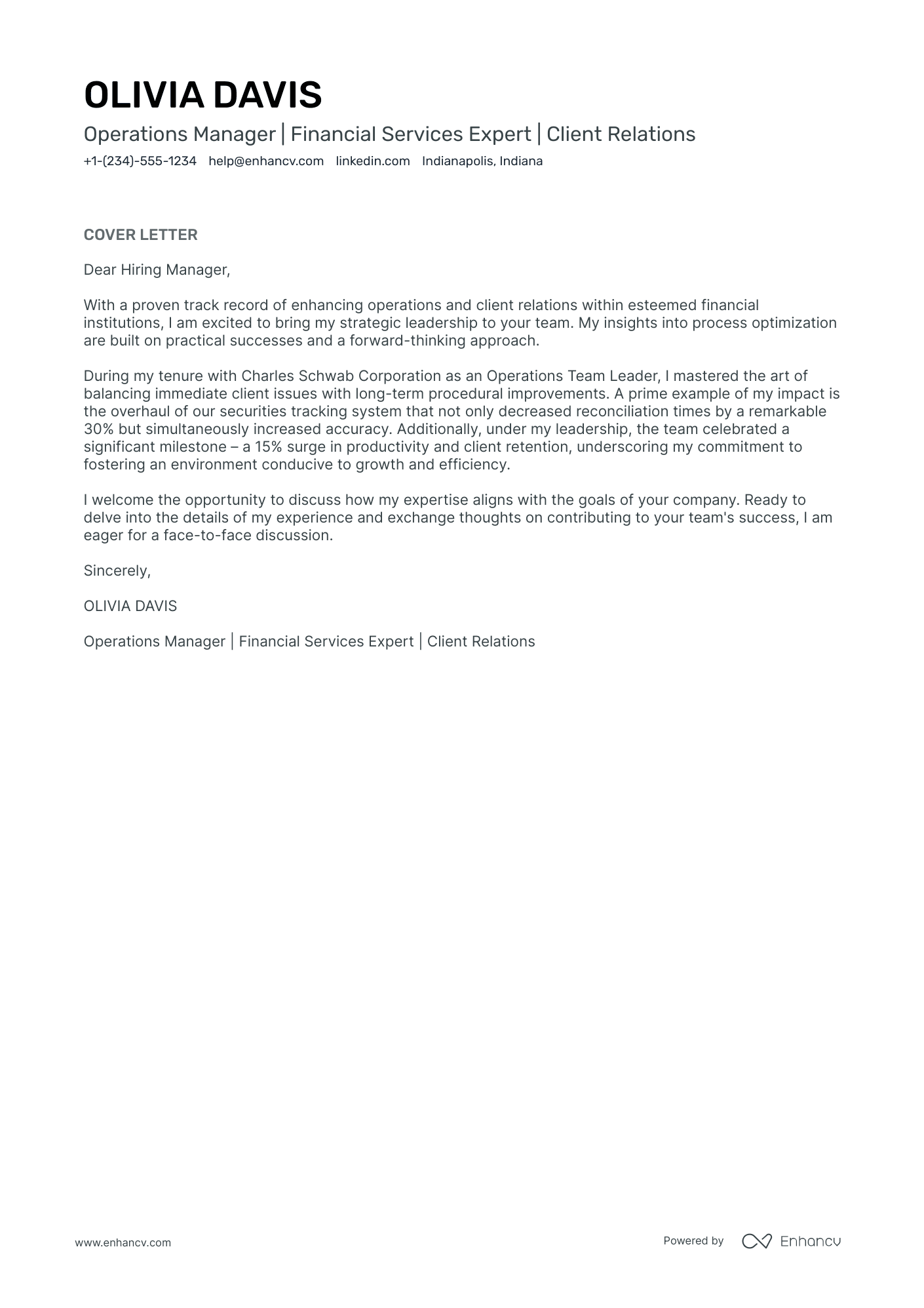 business operations manager cover letter