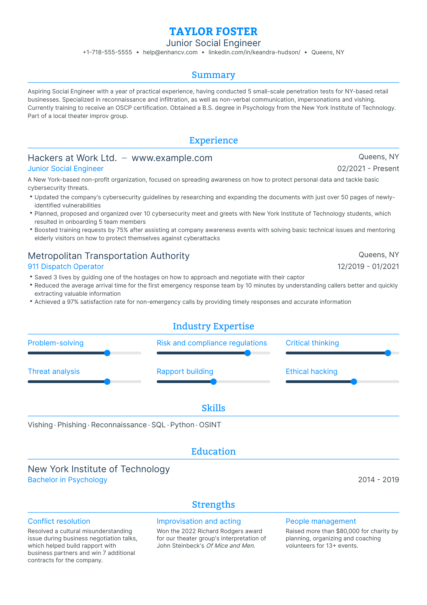 Traditional Social Engineering Resume Template