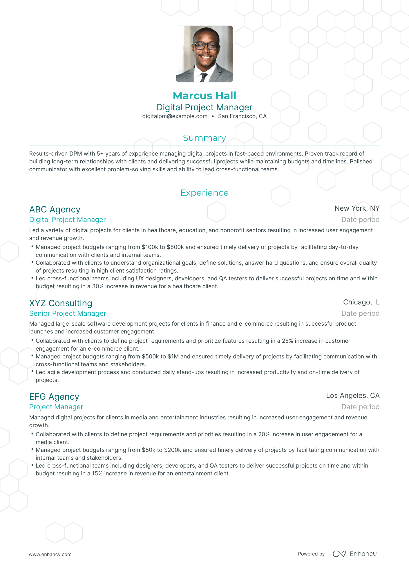 Traditional Digital Project Manager Resume Template