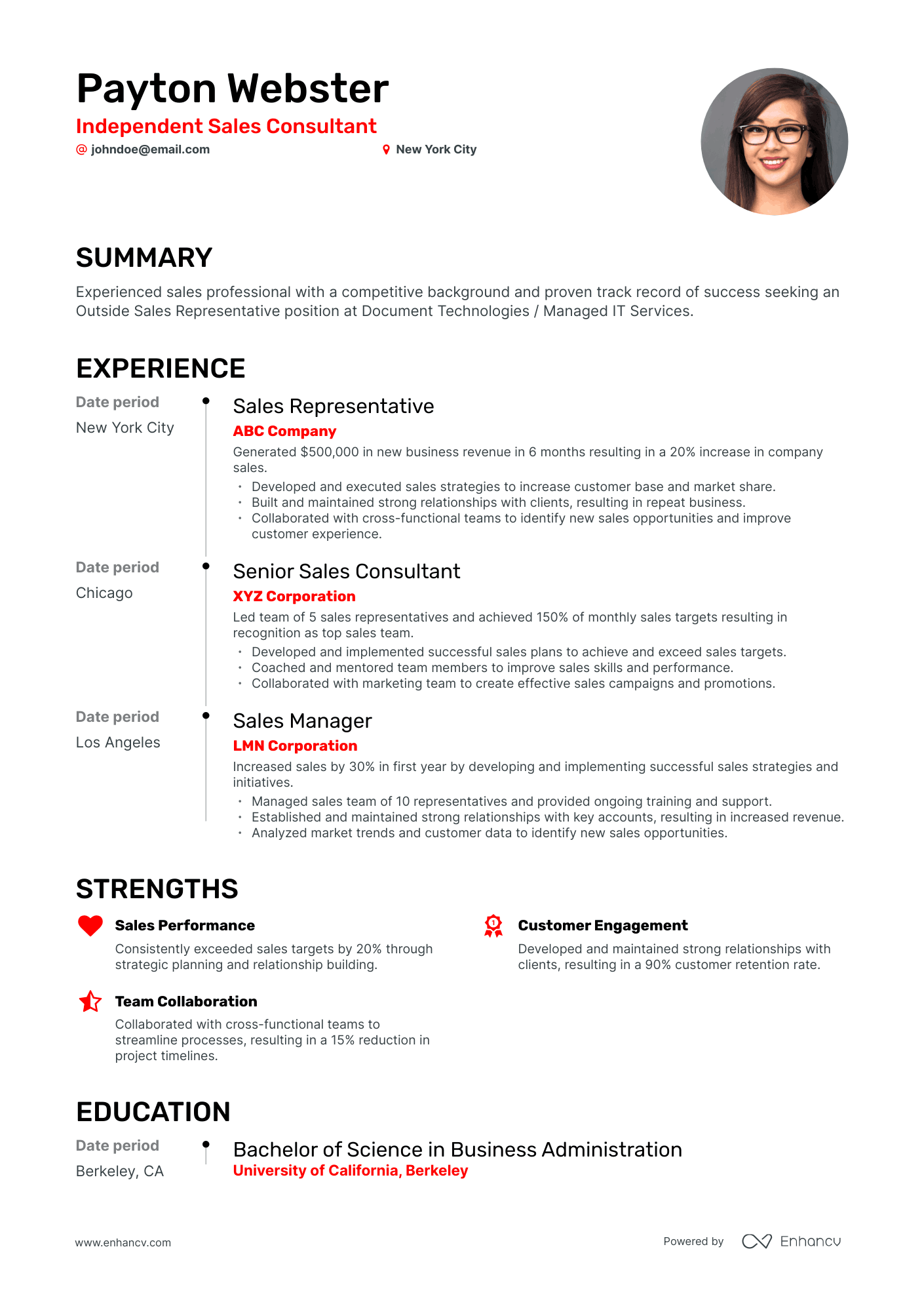 Timeline Independent Sales Consultant Resume Template