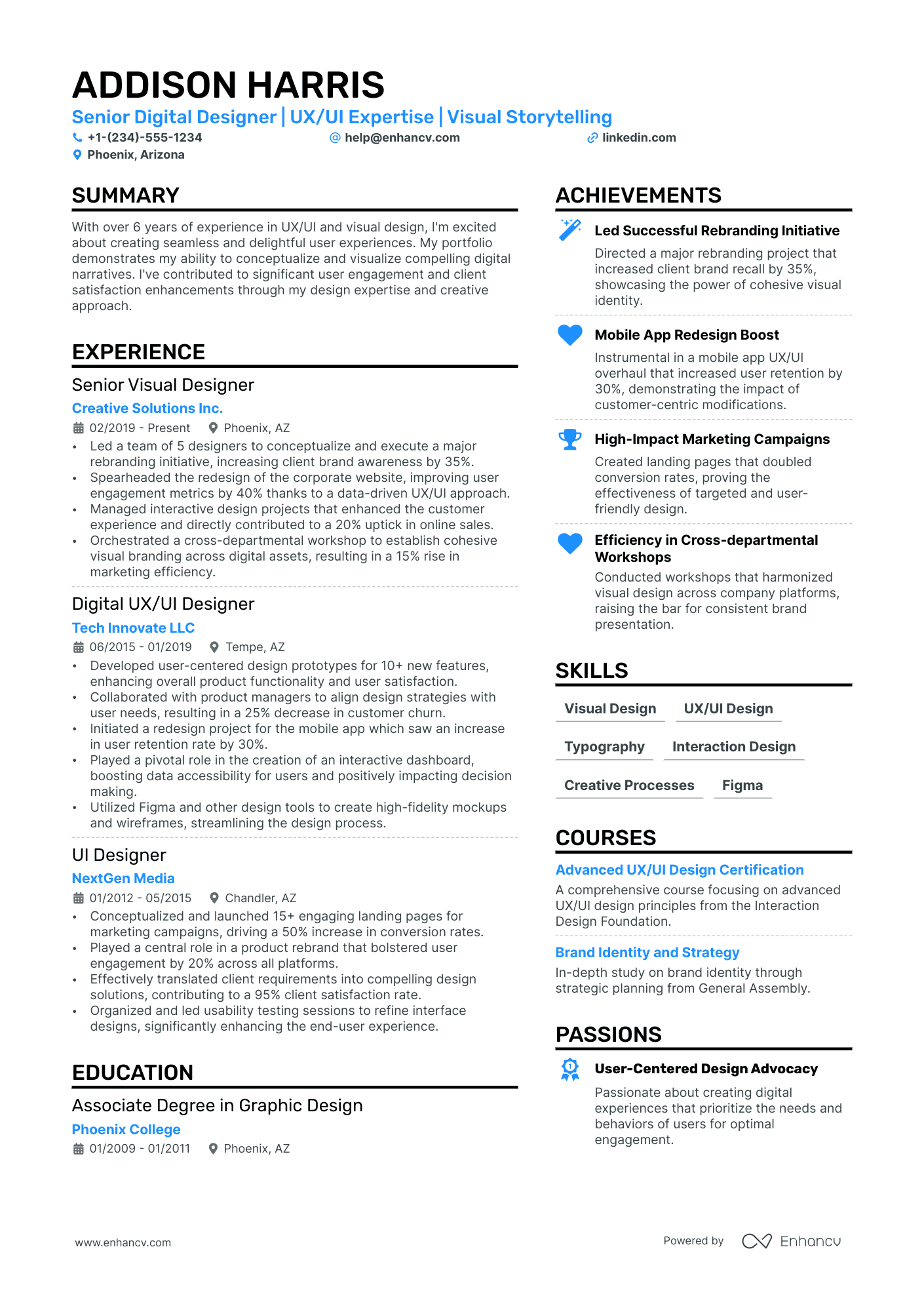 resume profile example designer