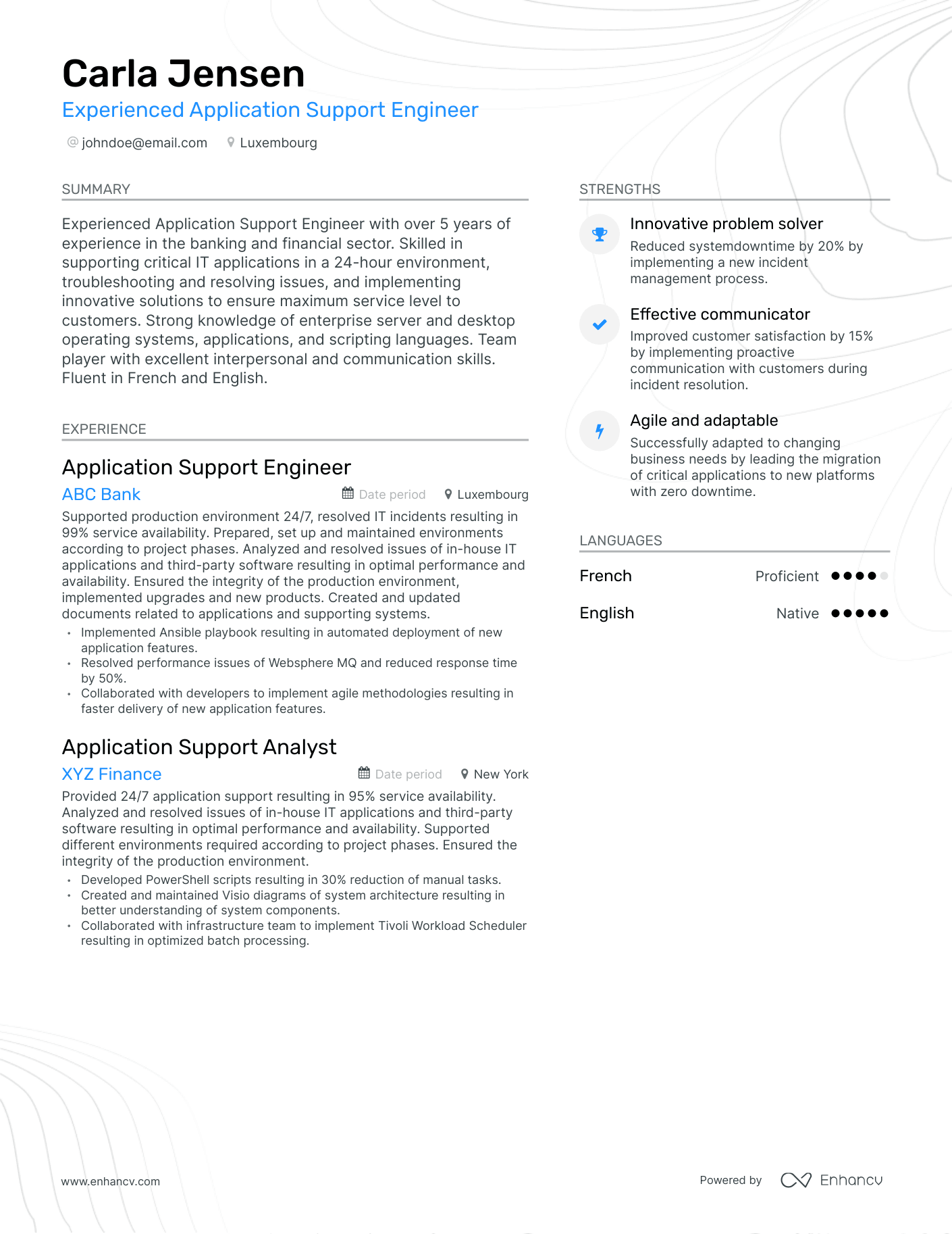 Modern Application Support Resume Template