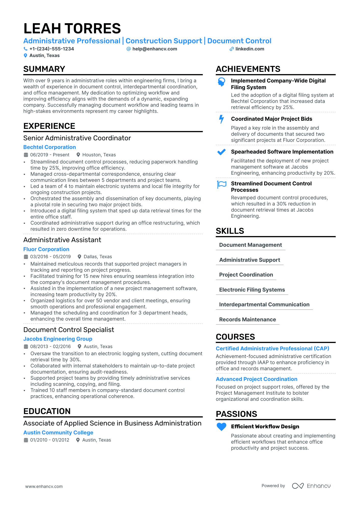admin assistant resume format