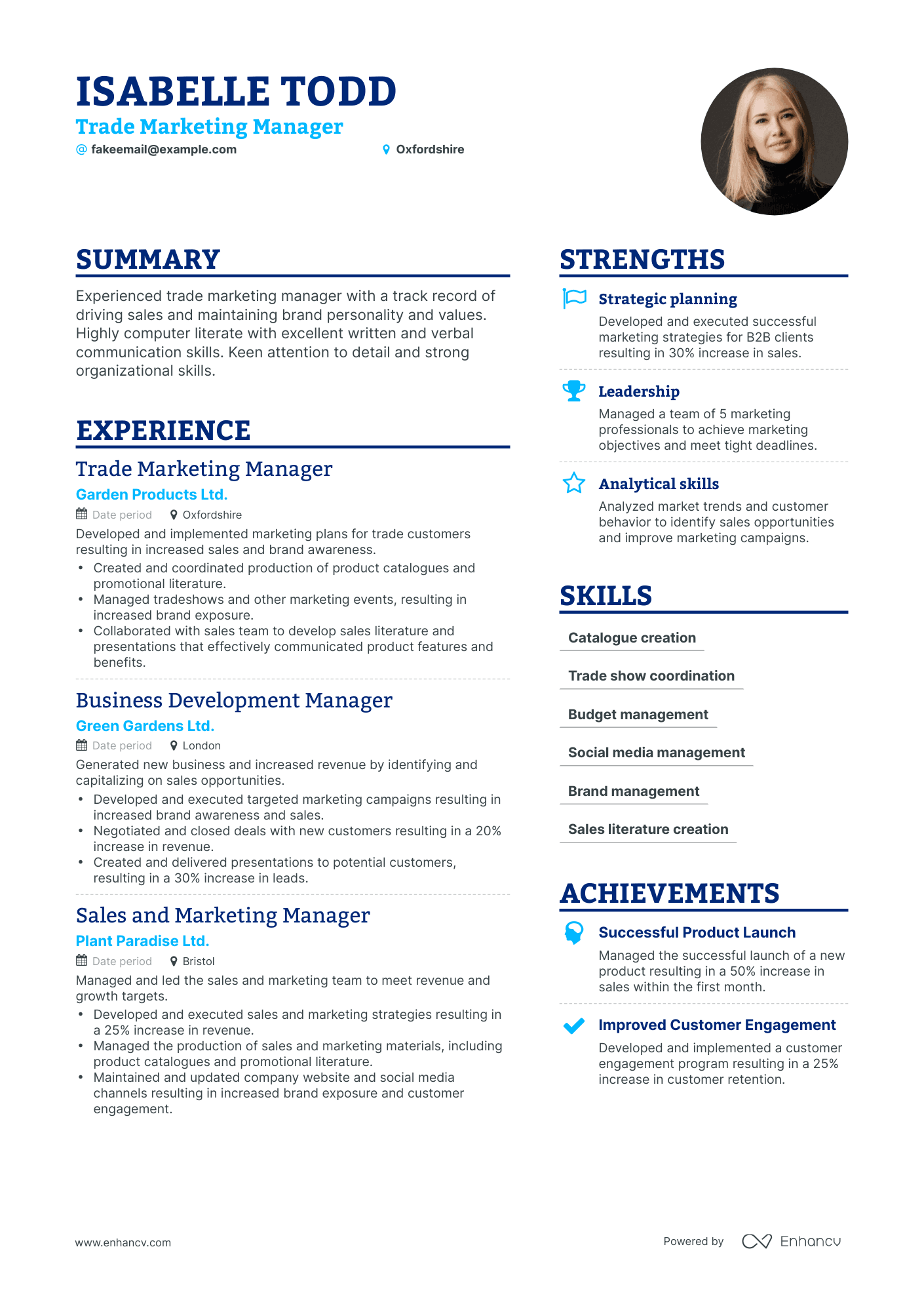 Simple Trade Marketing Manager Resume Template