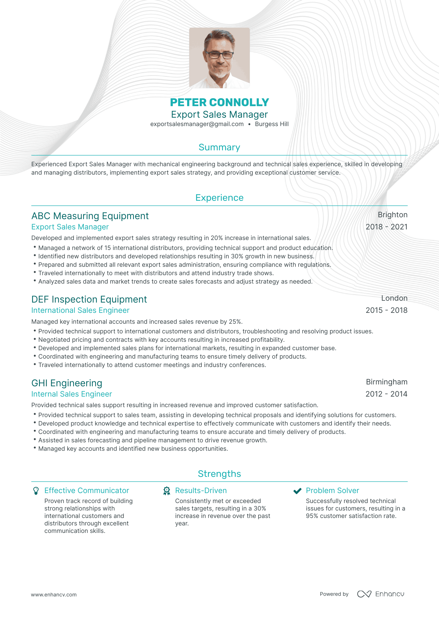 Traditional Export Manager Resume Template