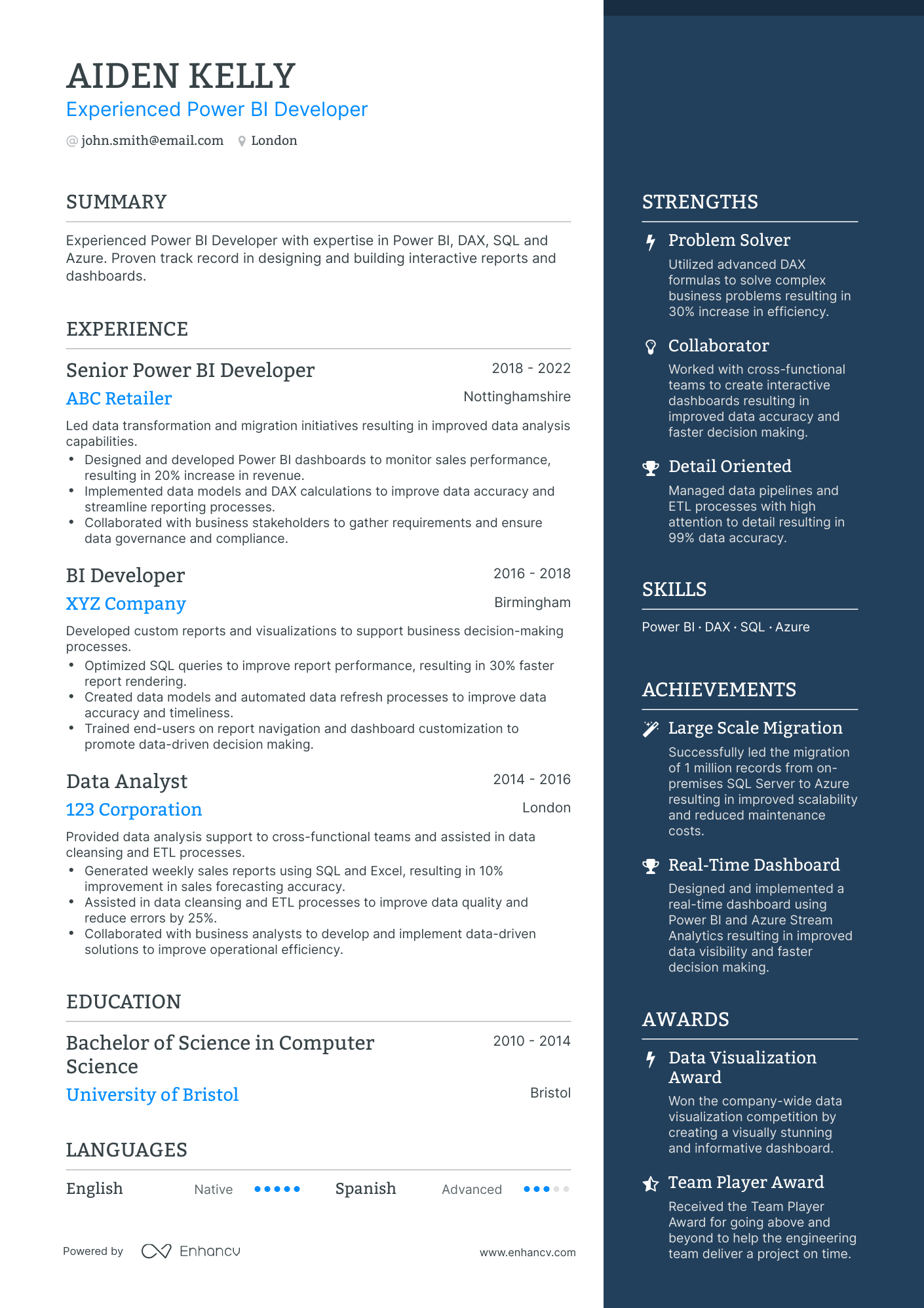 5 Bi Developer Resume Examples & Guide for 2023