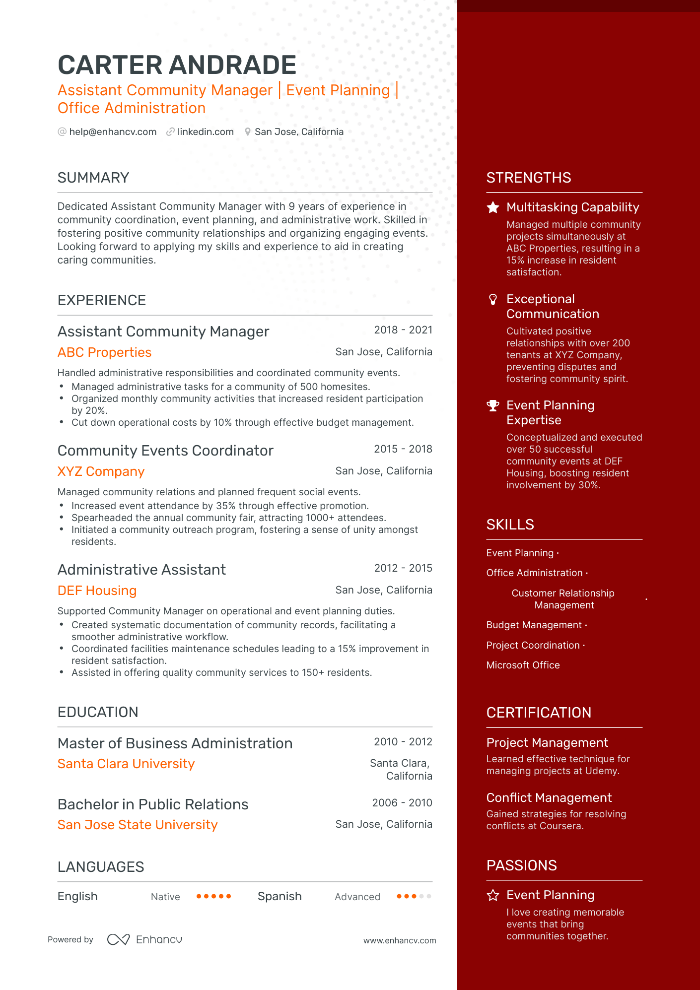 undefined Assistant Community Manager Resume Template