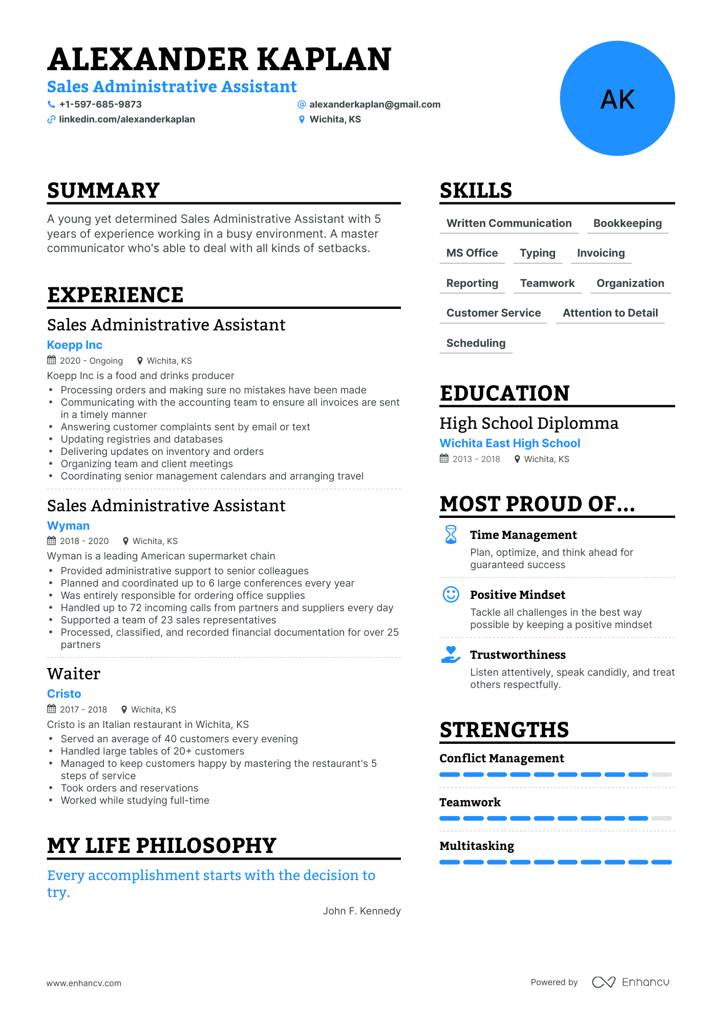Simple Sales Administrative Assistant Resume Template