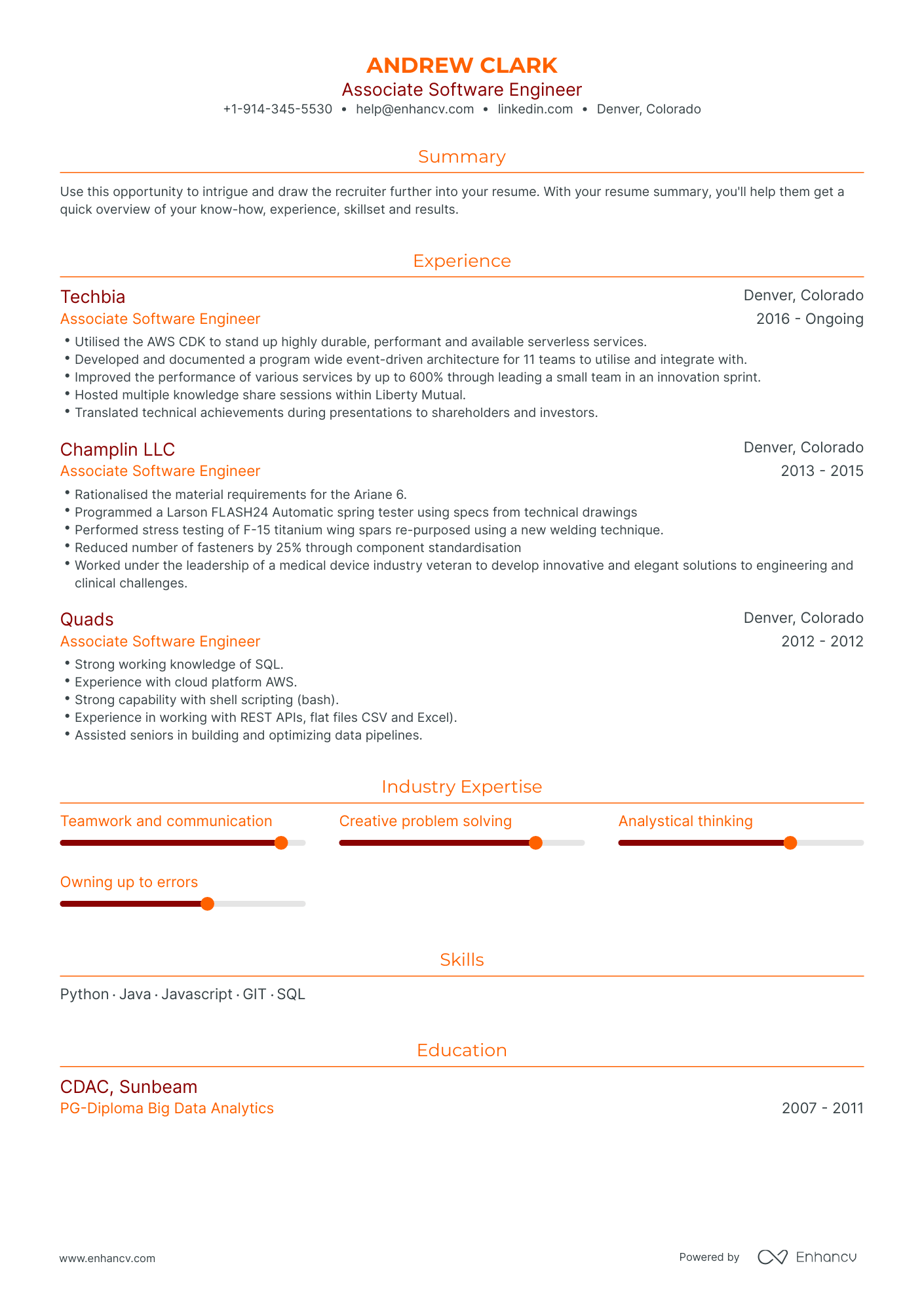 Associate Software Engineer Resume Examples & Guide For 2023 (layout 