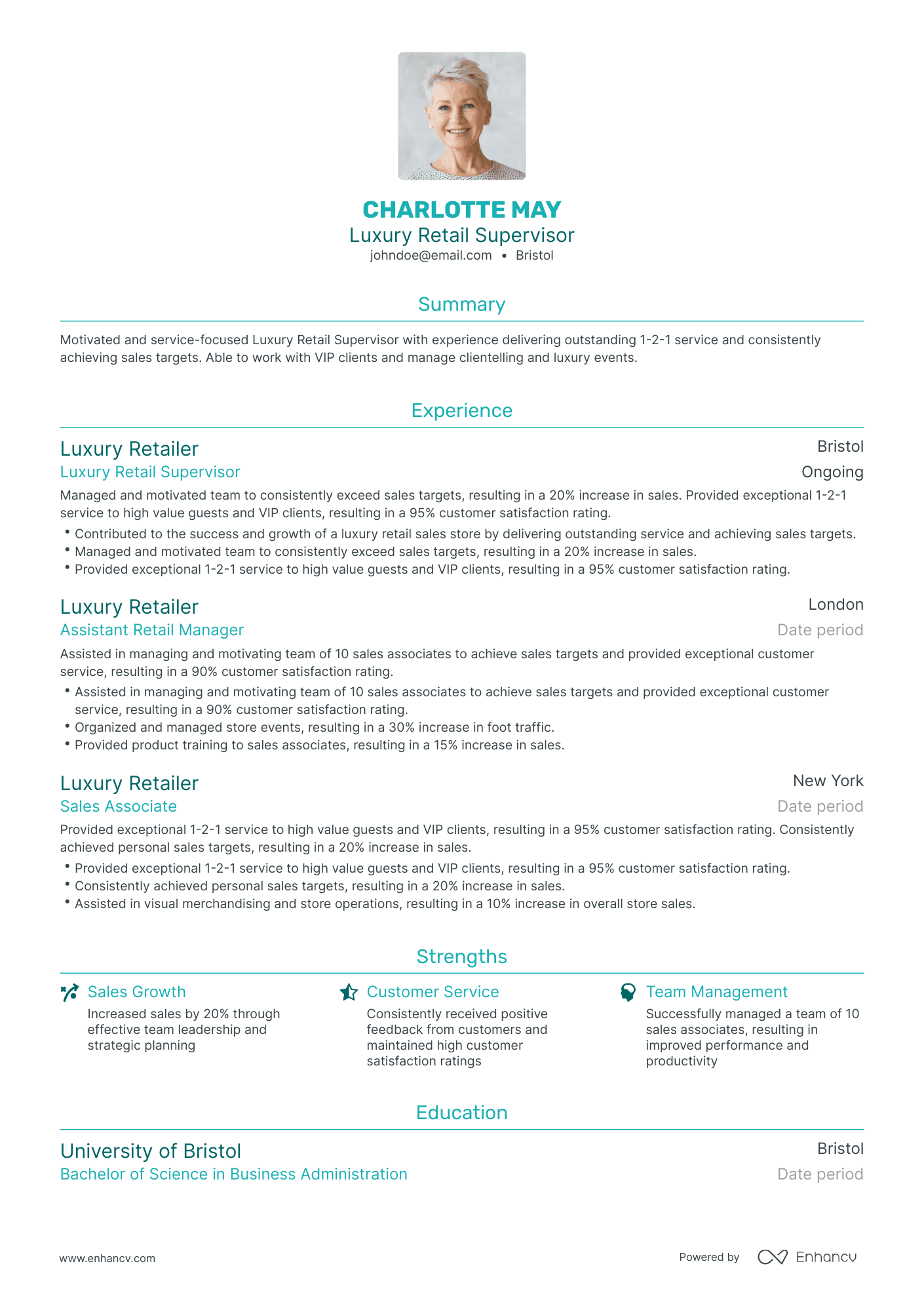Traditional Retail Sales Supervisor Resume Template
