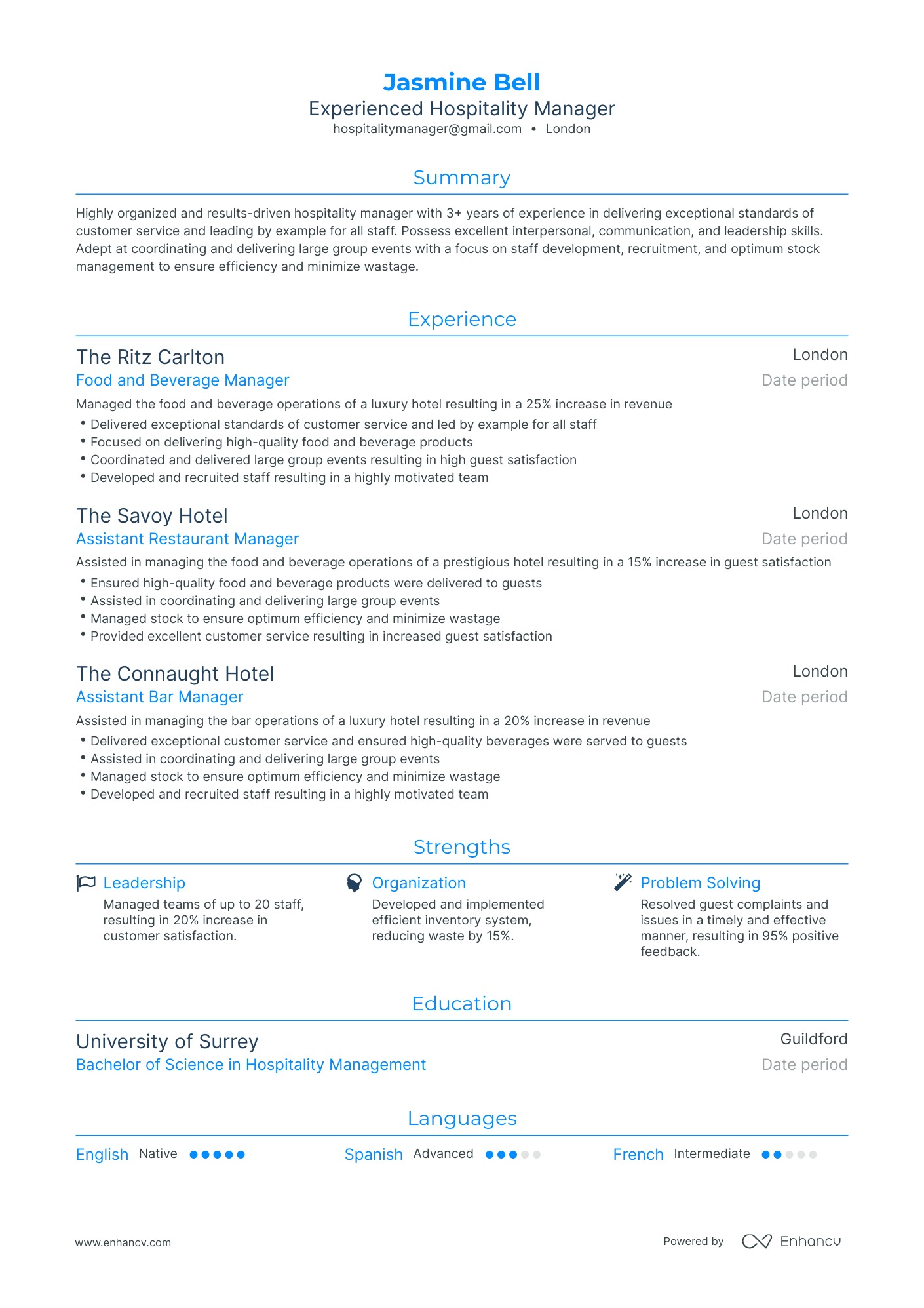 5 Hospitality Manager Resume Examples & Guide for 2023