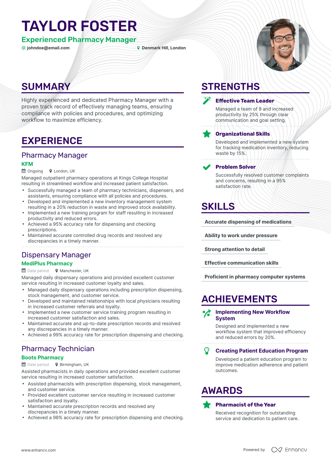 Simple Pharmacy Manager Resume Template