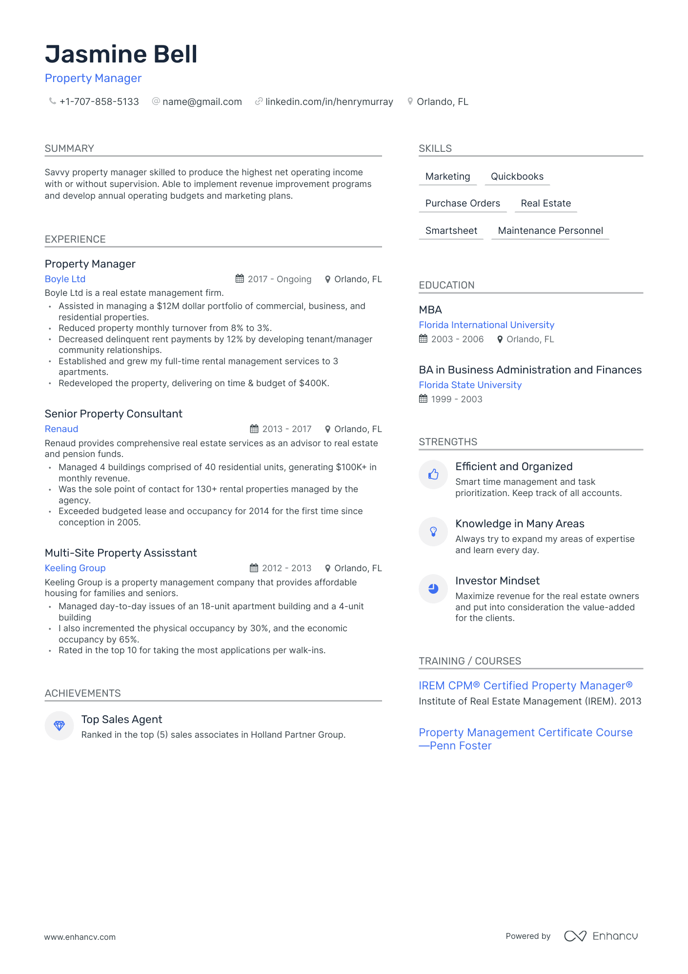 Modern Real Estate Agent Resume Template