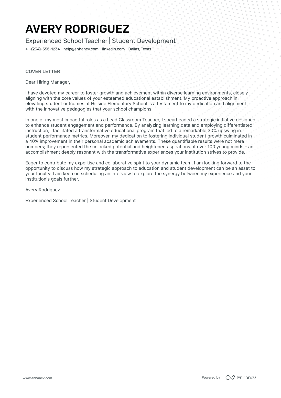 sample application letter for english teacher with experience
