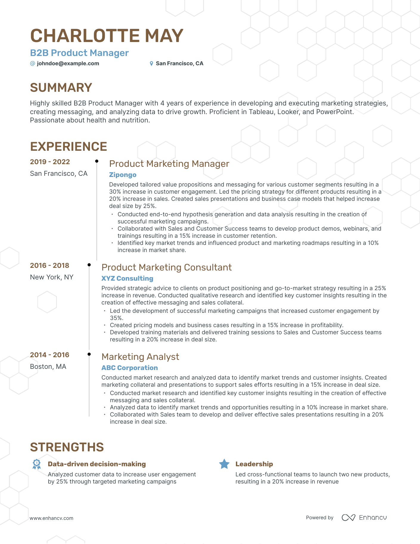 Timeline B2B Product Manager Resume Template