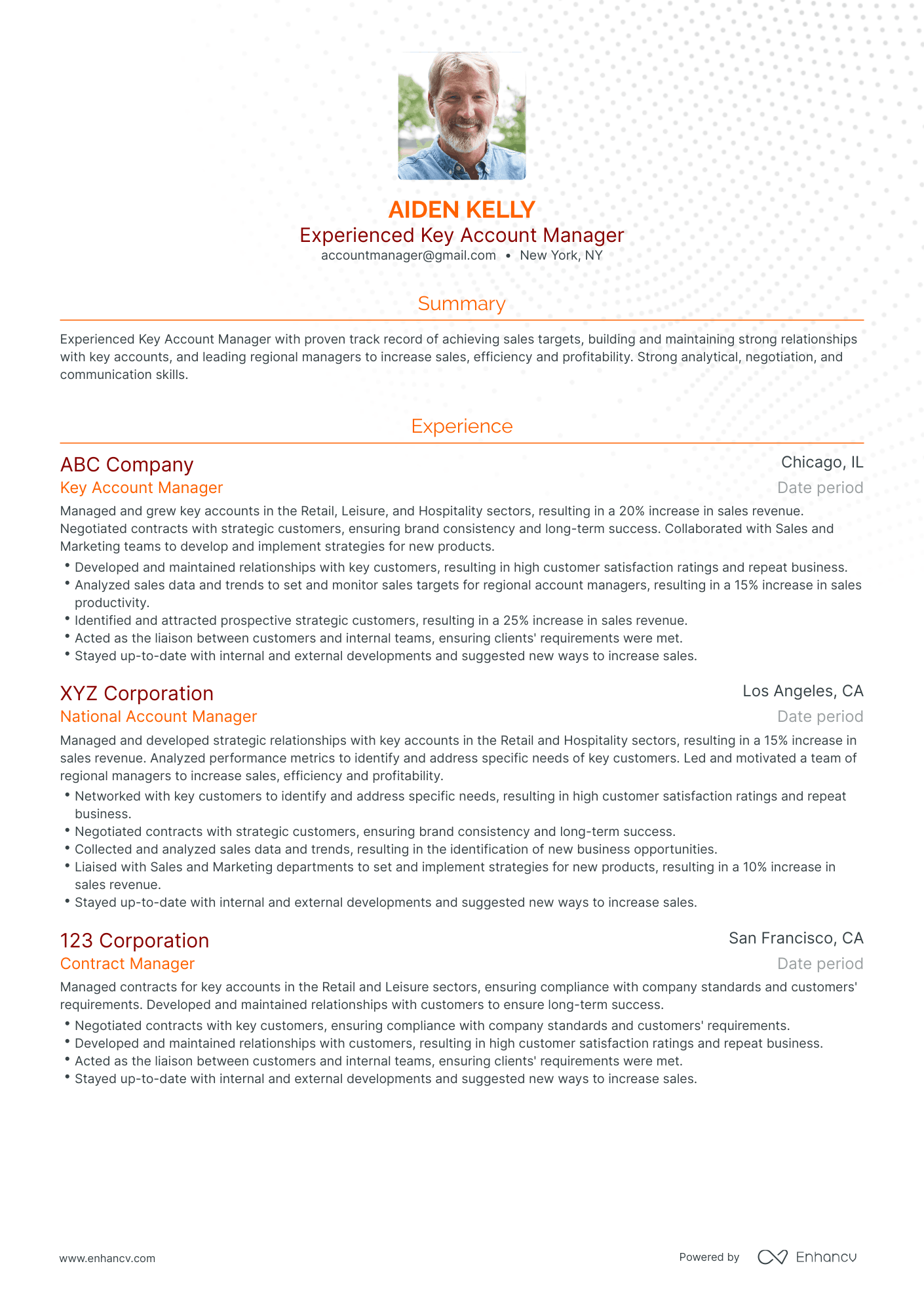 Traditional Account Manager Sales Resume Template