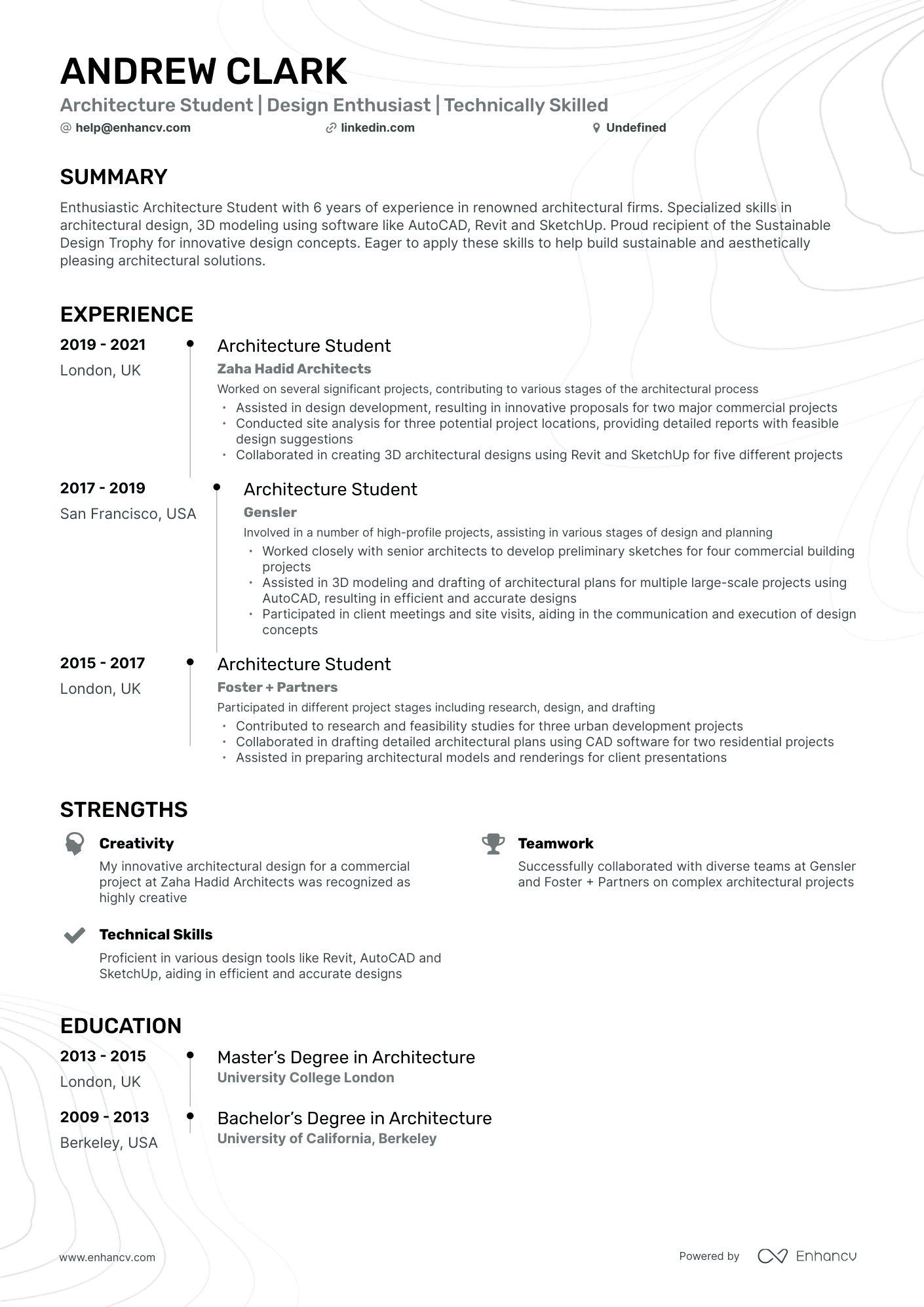 undefined Architecture Student Resume Template