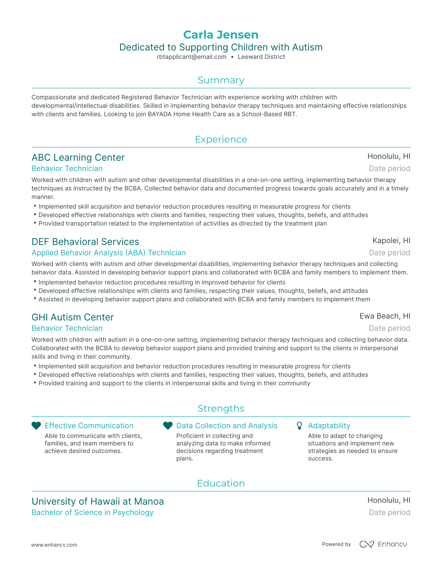 Traditional RBT Resume Template