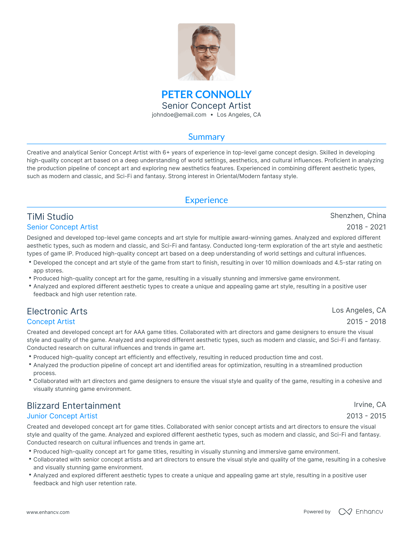 Traditional Concept Art Resume Template