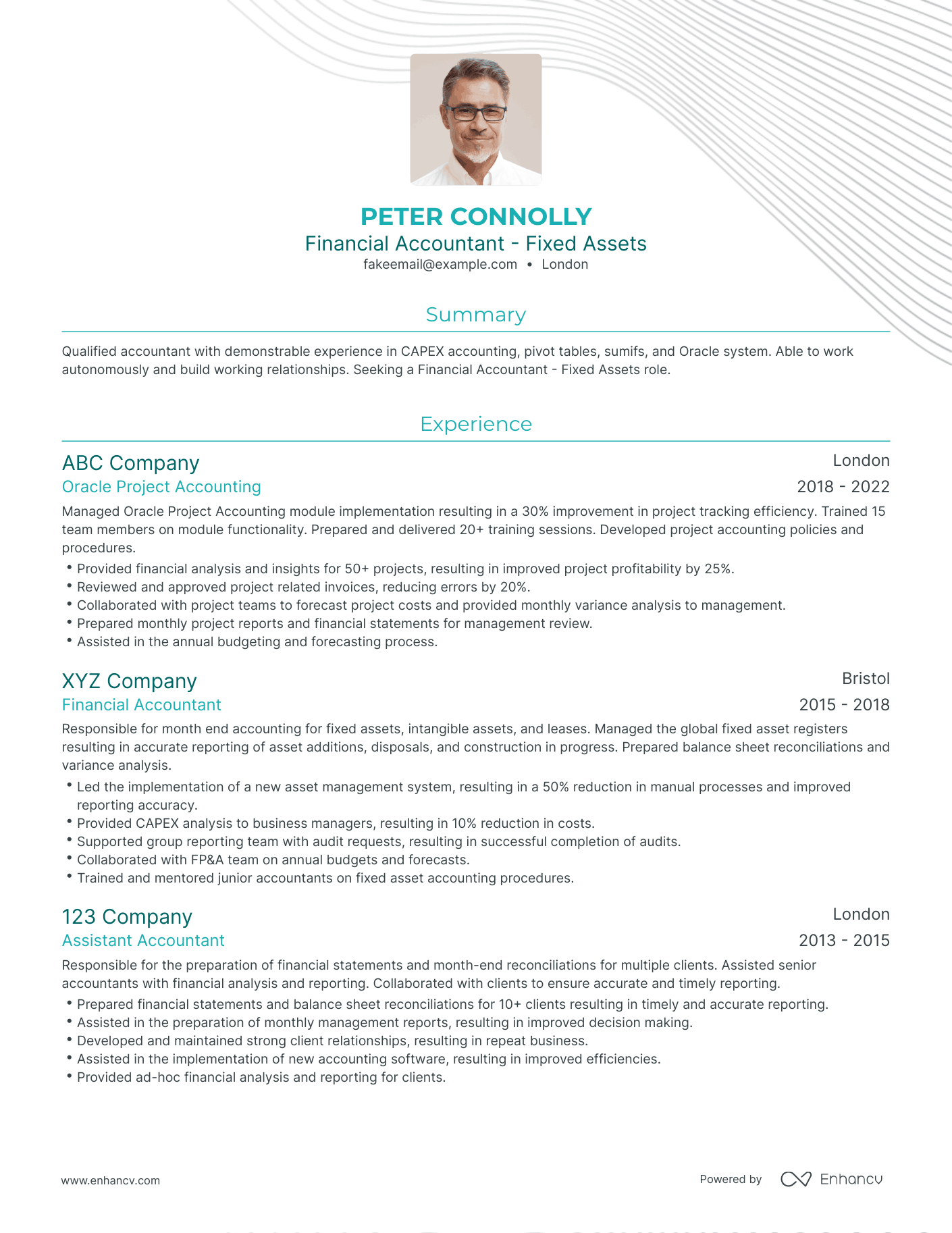 Traditional Oracle Project Accounting Resume Template