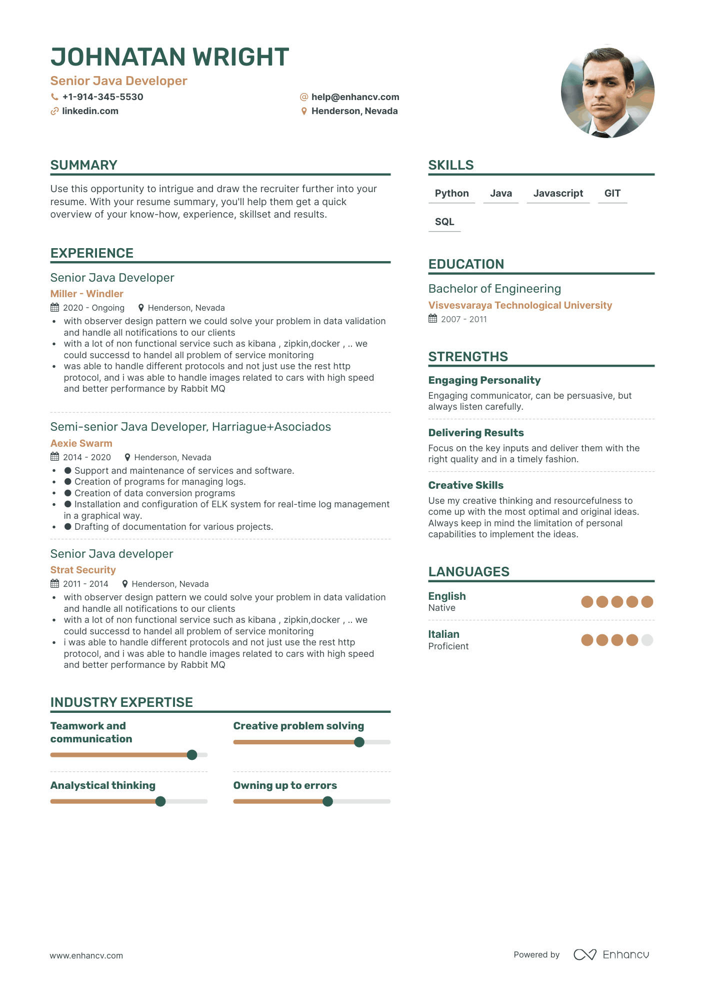 Senior Java Developer Resume Examples & Guide for 2023 (Layout, Skills ...