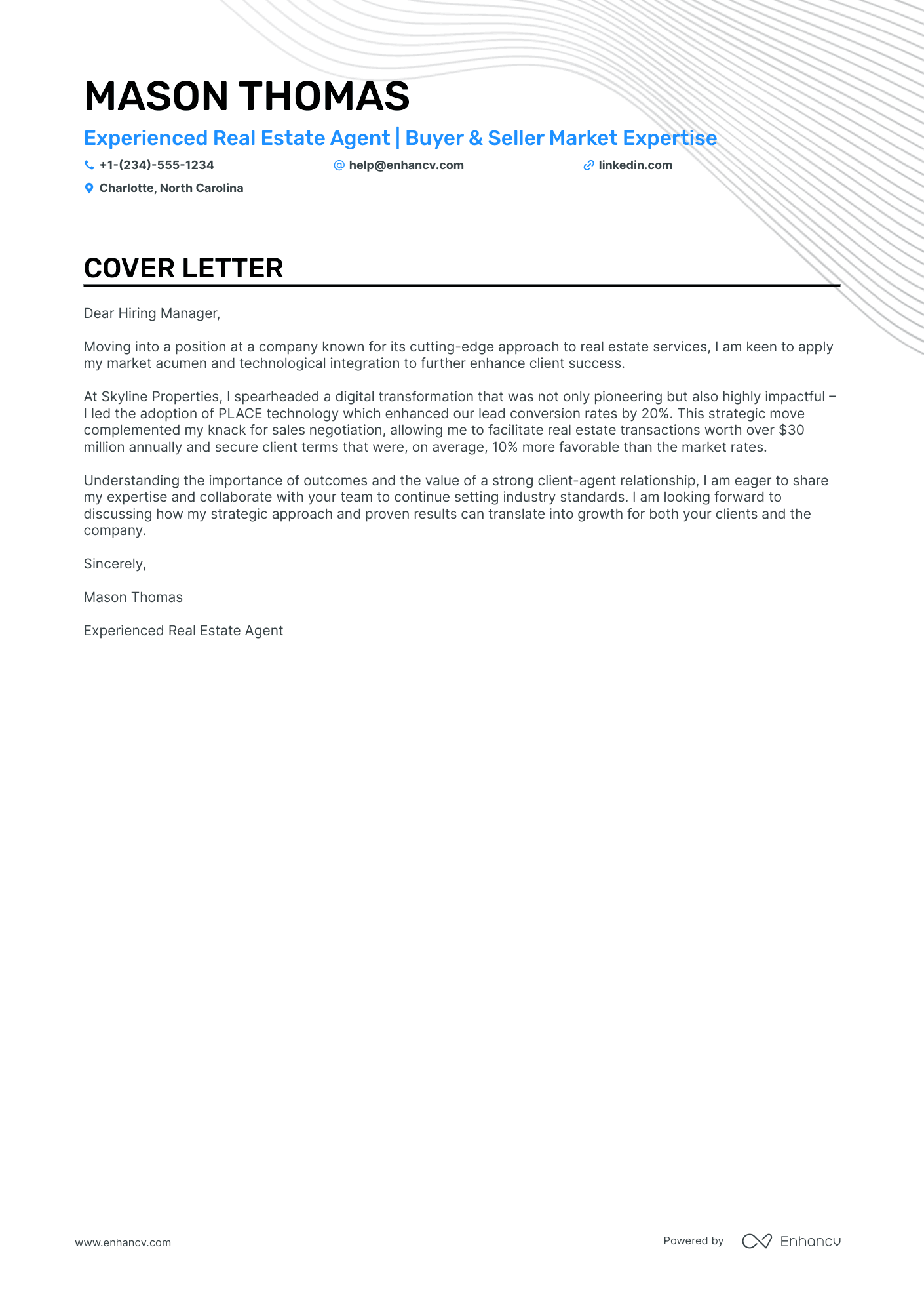 real estate manager cover letter