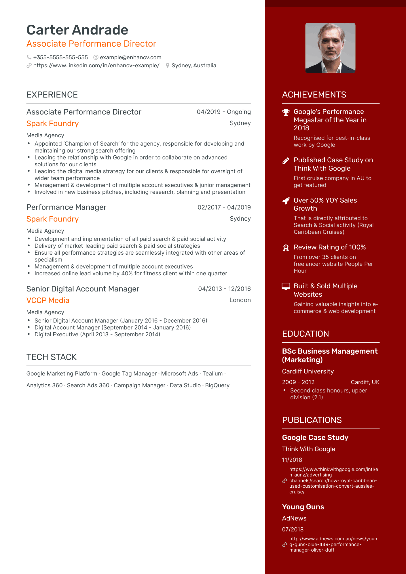 One Page PPC Specialist Resume Template