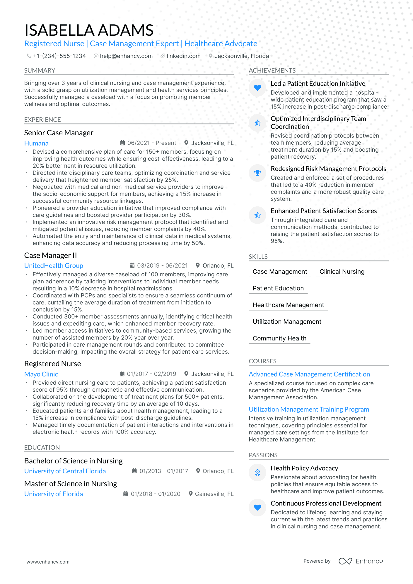 resume for patient care manager