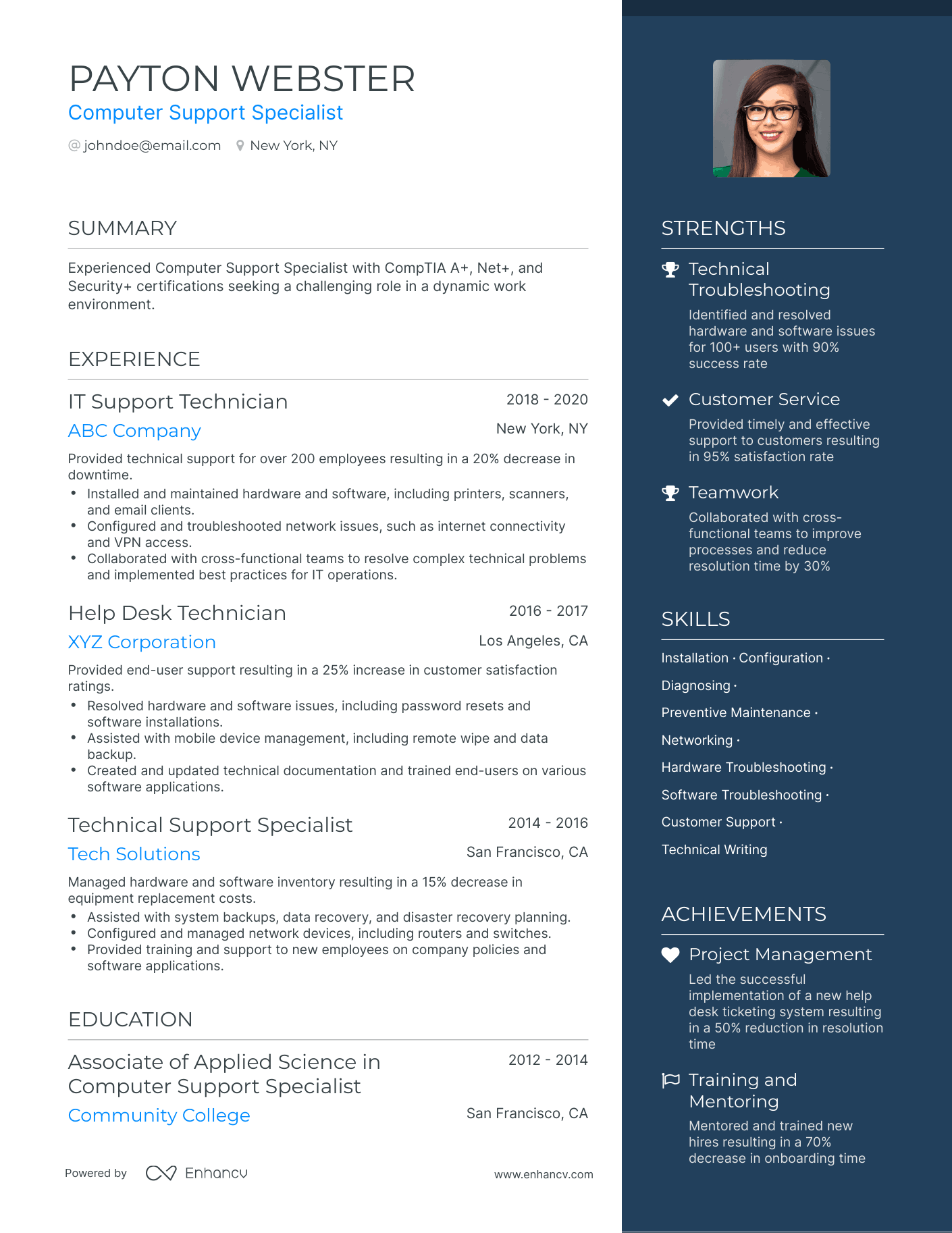 resume for it support specialist