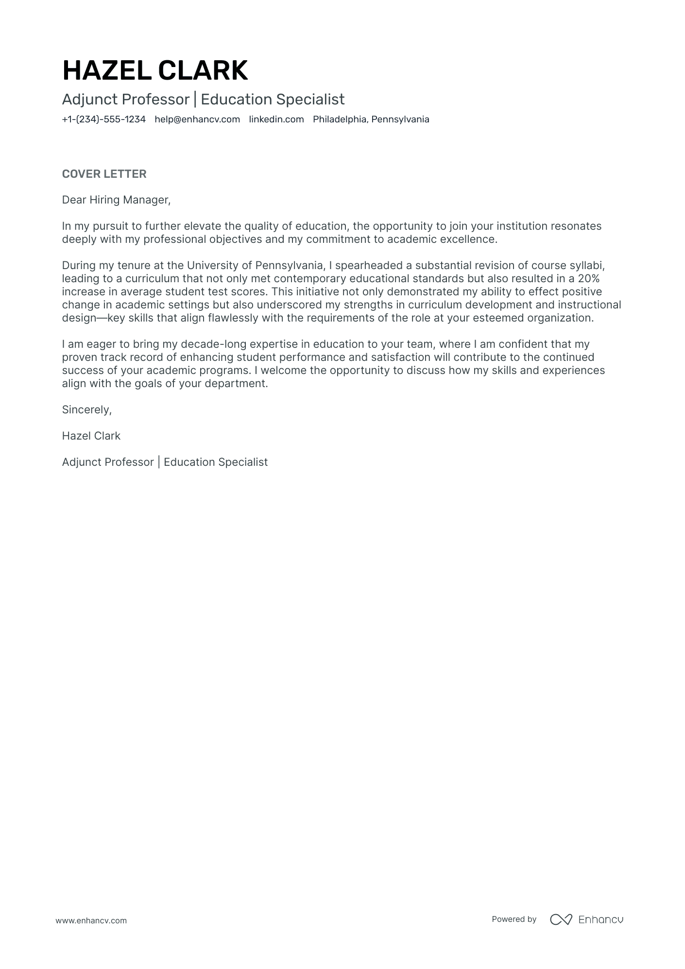 cover letter for math professor position