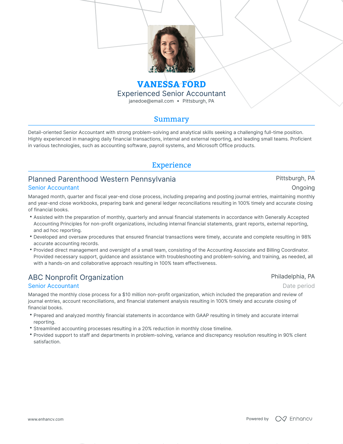 Traditional Full Cycle Accounting Resume Template