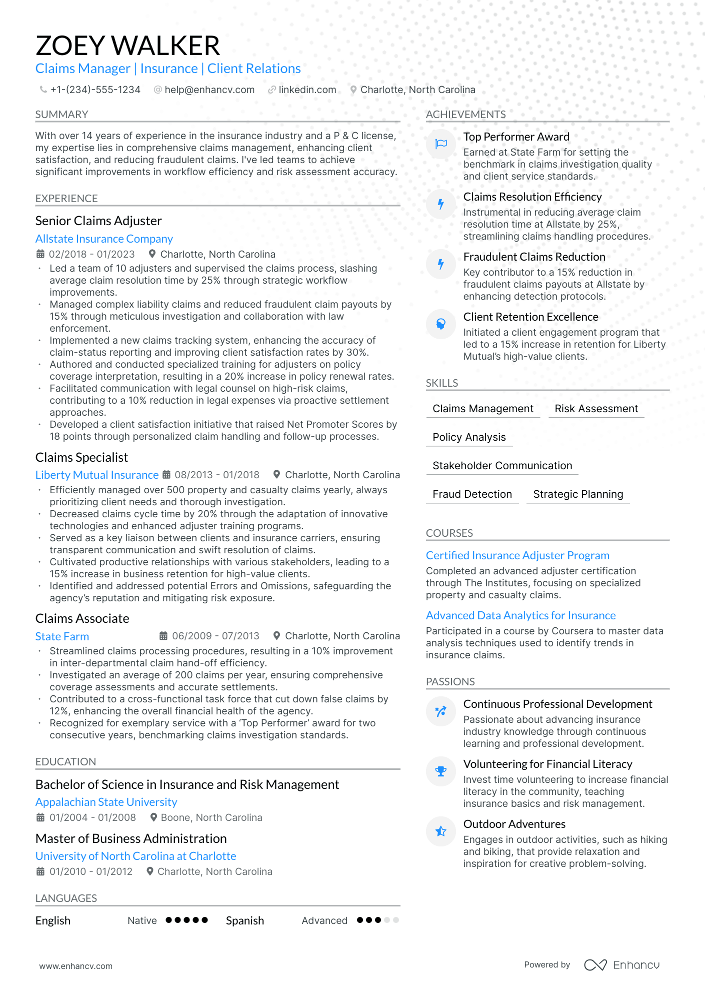 resume for customer service claims